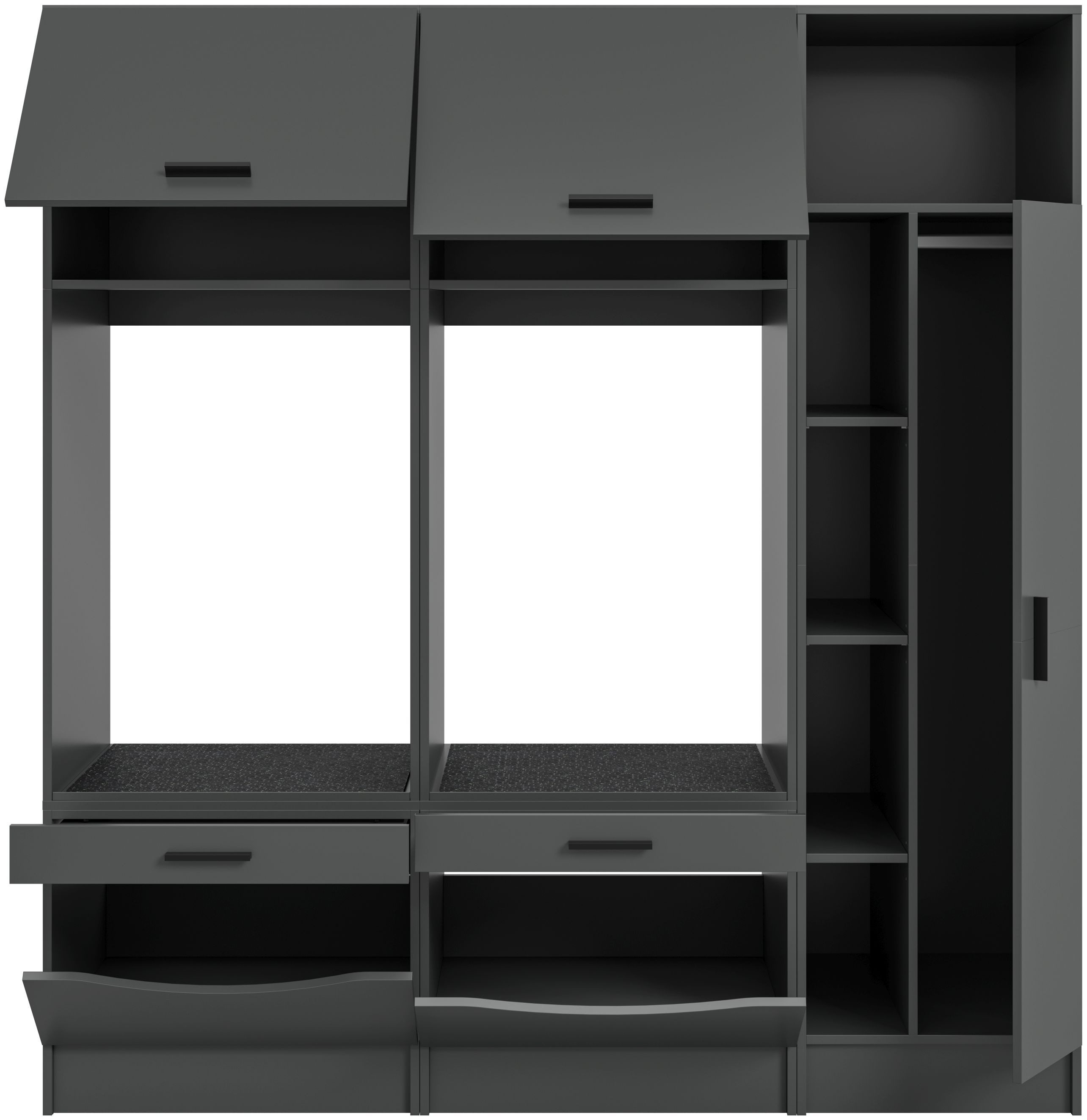 xonox.home Aufsatzschrank (3tlg. Set inkl. Universalschrank, Waschmaschinenschrank) anthrazit Nachbildung Melamin beschichtet modern 182x195x68 cm