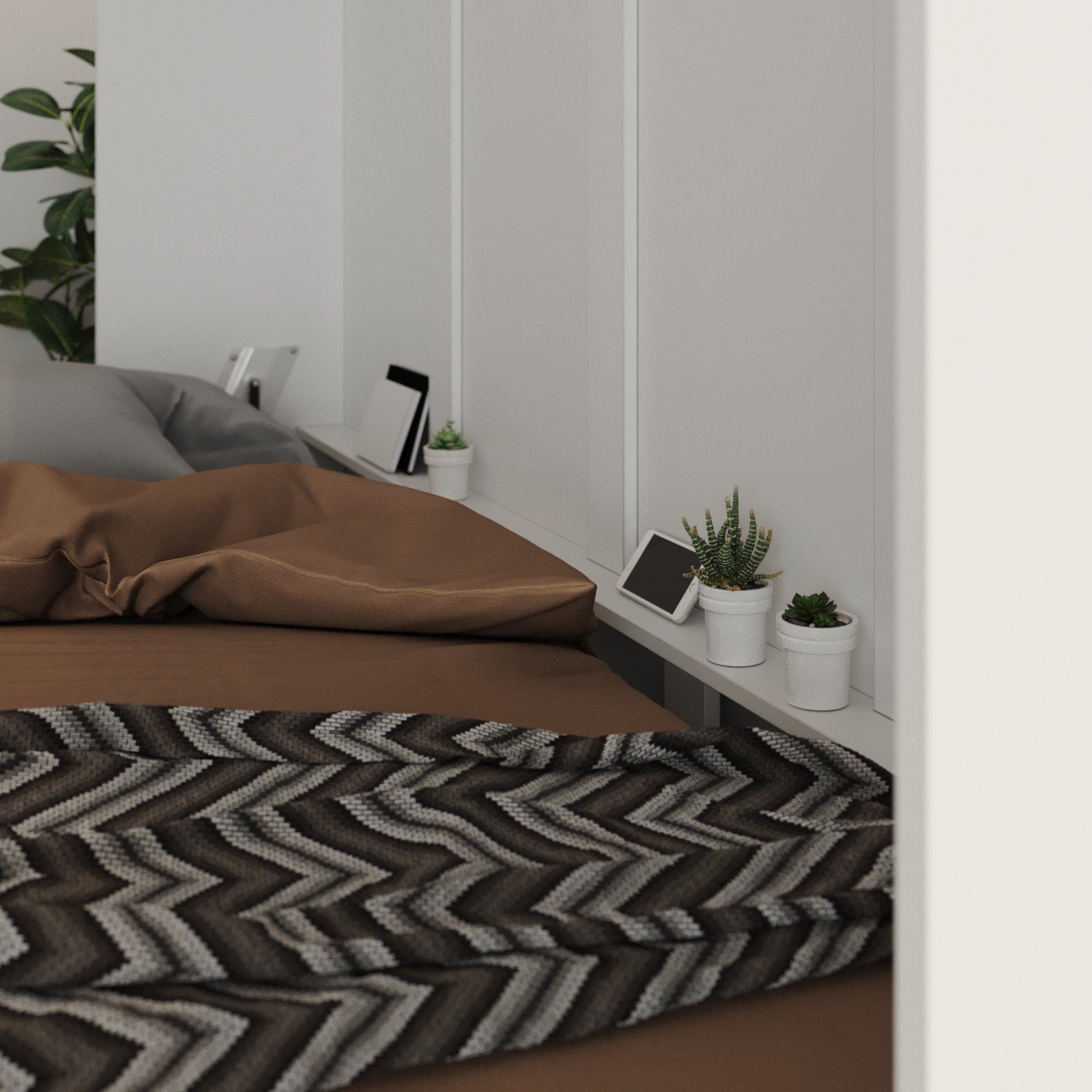 SMARTBett Schrankbett Classico 140x200 cm, 160x200 cm Horizontal Weiß Klappbett Gasdruckfedern