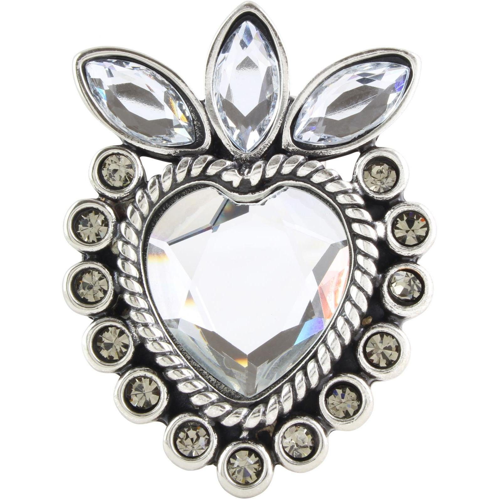 BELTINGER Gürtelschnalle Cristal Heart 4,0 cm - Buckle Gürtelschließe 40mm - Mit hochwertigem S Silber, mit Kristall-Strass