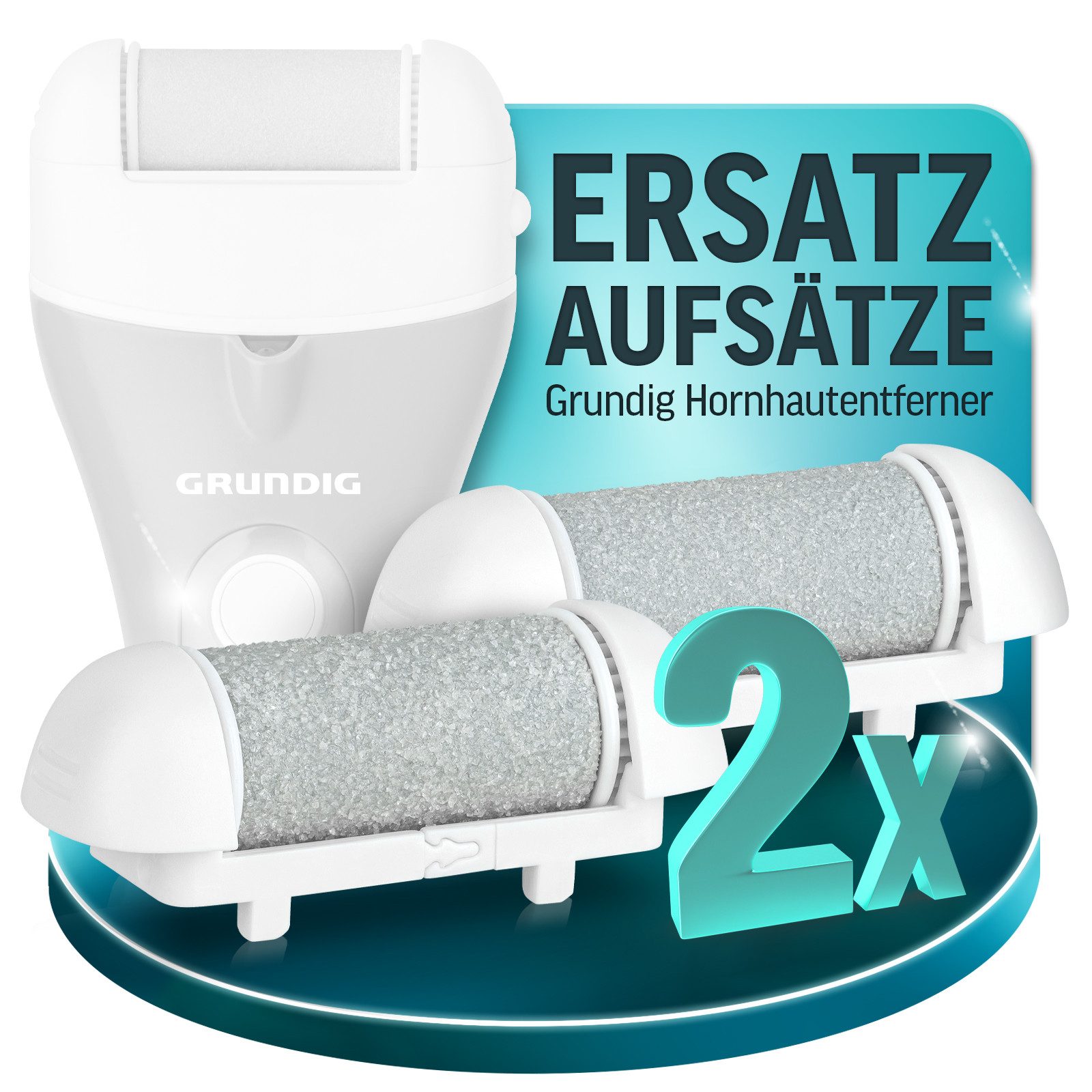 Grundig Hornhautentferner Ersatzrolle Grundig Hornhautentferner elektrisch Pro - 2 Erstazrollen, Austauschbare Ersatzrollen grob mittel