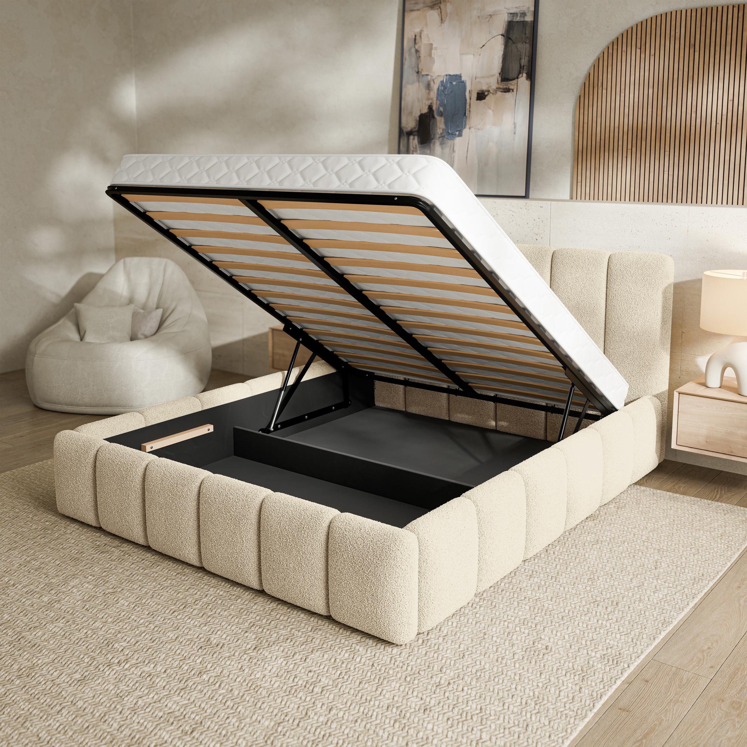 Masseno Polsterbett RANIS 200x200 cm beige (mit Bettkasten und Lattenrost) – Bild 4 von 5