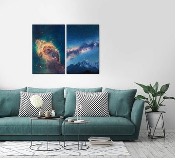 Sinus Art Leinwandbild 2 Bilder je 60x90cm Nebula Milchstraße Sterne Nacht Galaxie Astrofotografie Traumhaft