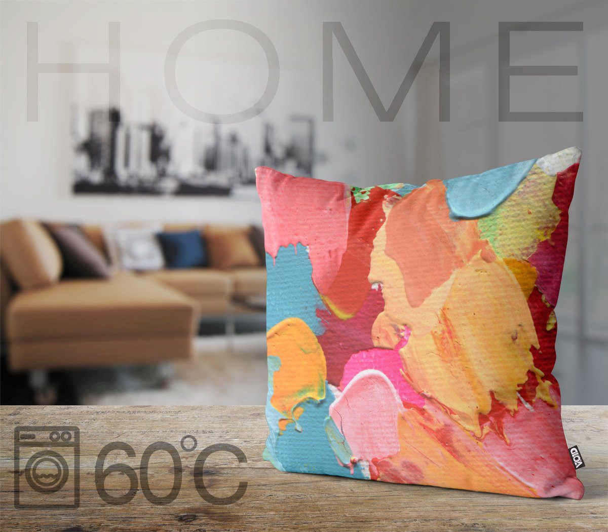 Sofa-Kissen gemustert Dekoration Bunt VOID (1 Grafisch Malen Kunst Basteln Farben Wohnzimmer Kissenbezug, Muster Hobby Stück), farbenfroh