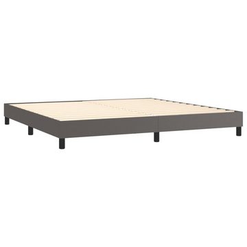 vidaXL Bettgestell Boxspringbett mit Matratze LED Grau 200x200 cm Kunstleder Bett Bettge