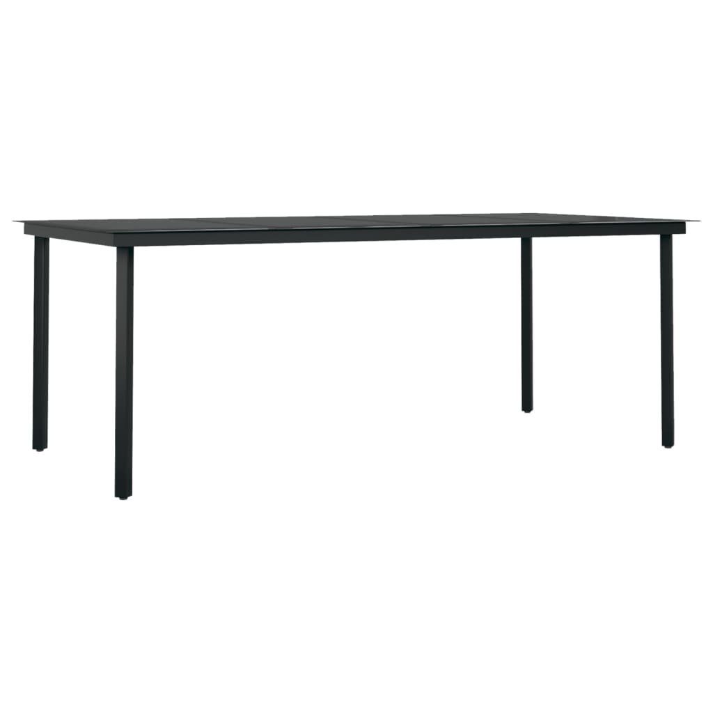 vidaXL Gartentisch 200 x 100 x 74 cm Gartentisch Schwarz 200x100 cm aus Stahl und Glas fü