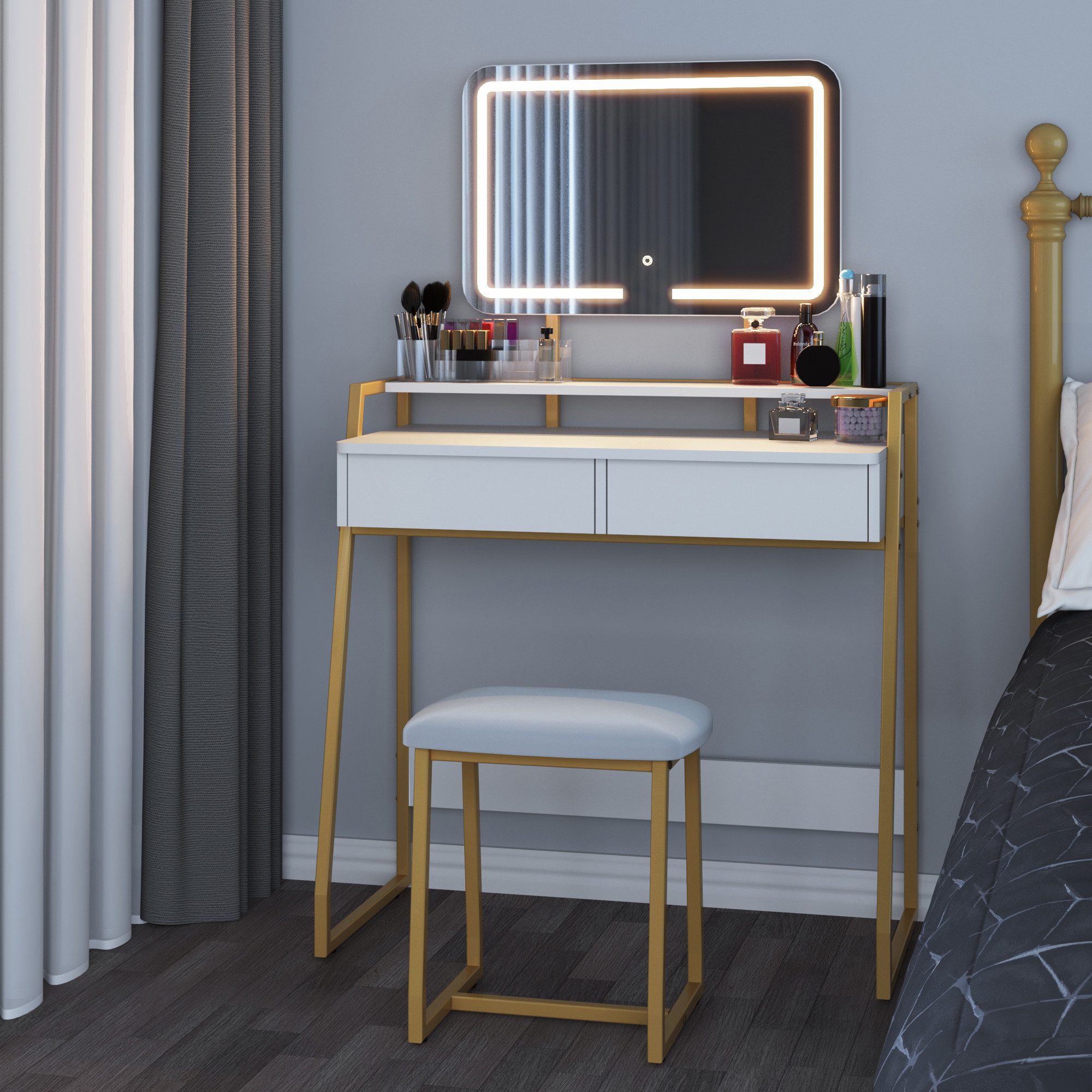 Mondeer Schminktisch Kosmetiktisch-Set(2-St), mit LED Beleuchtung, mit Spie günstig online kaufen
