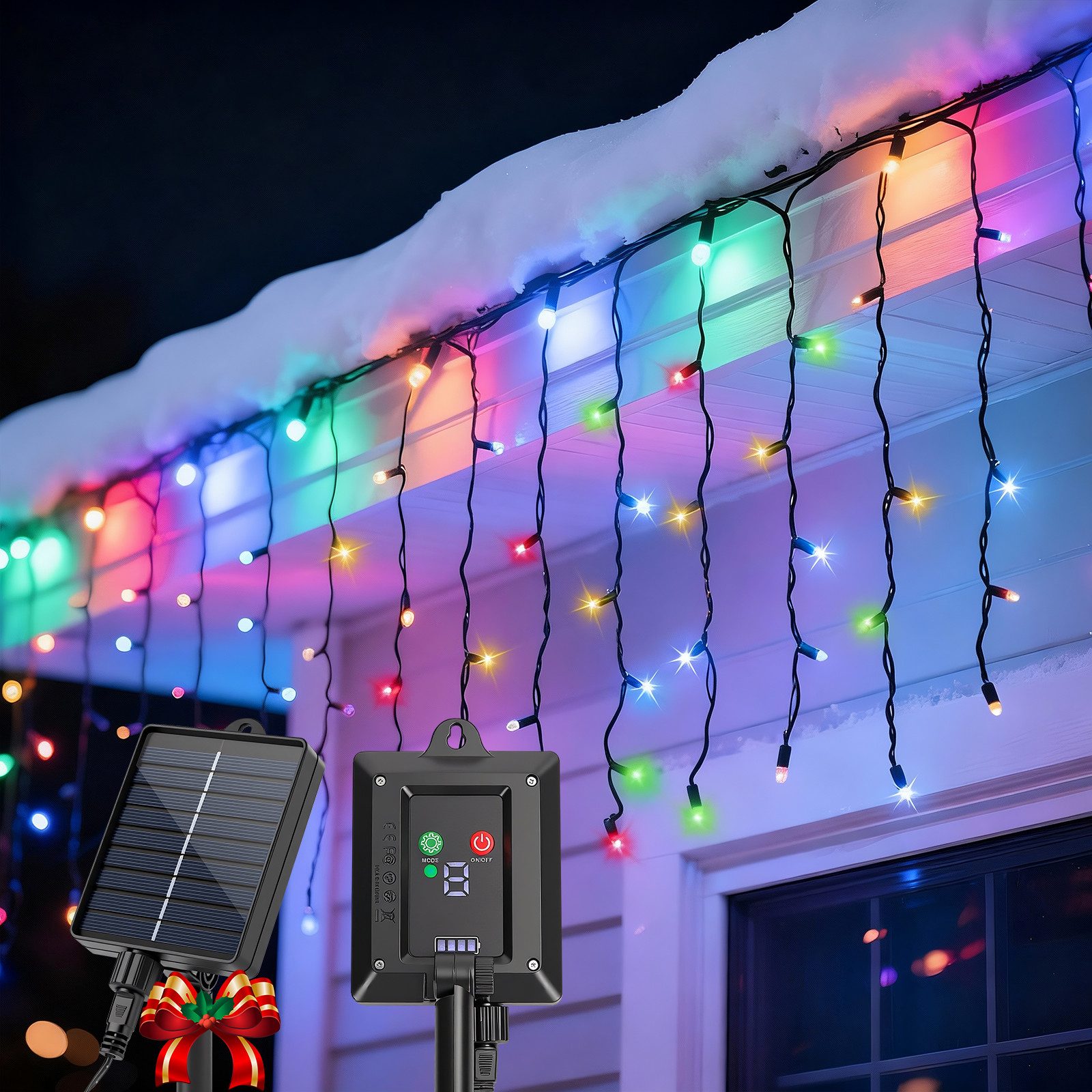 Aigostar LED-Lichtervorhang Solar Eiszapfen Lichterkette Außen 3M+5M*0.6M 1 günstig online kaufen