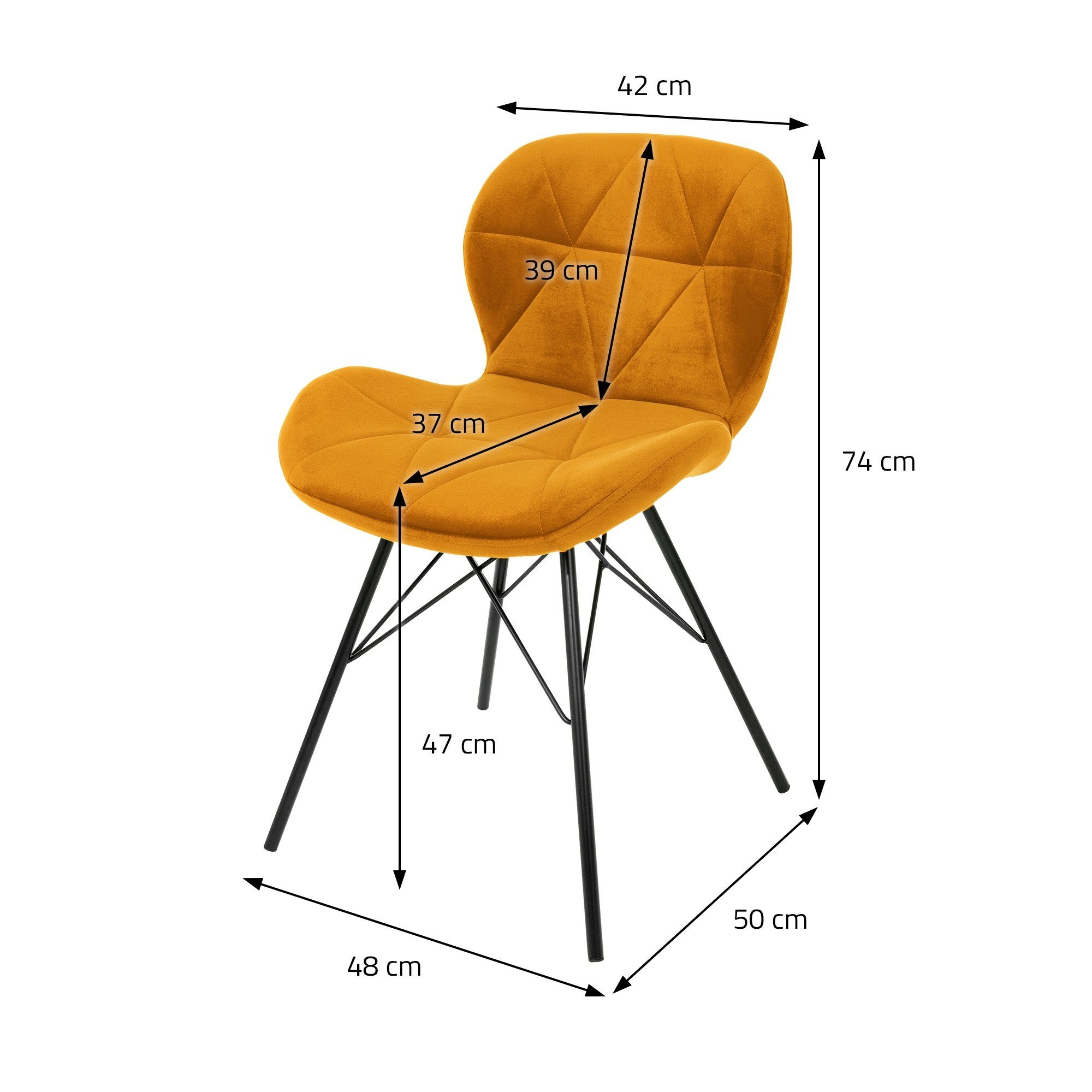 ergonomisch Esszimmerstühle ML-DESIGN (4er Wohnzimmerstühle Set Ocker Set), Samtbezug Metallbeine Stuhl 4er Küchenstühle Polsterstuhl