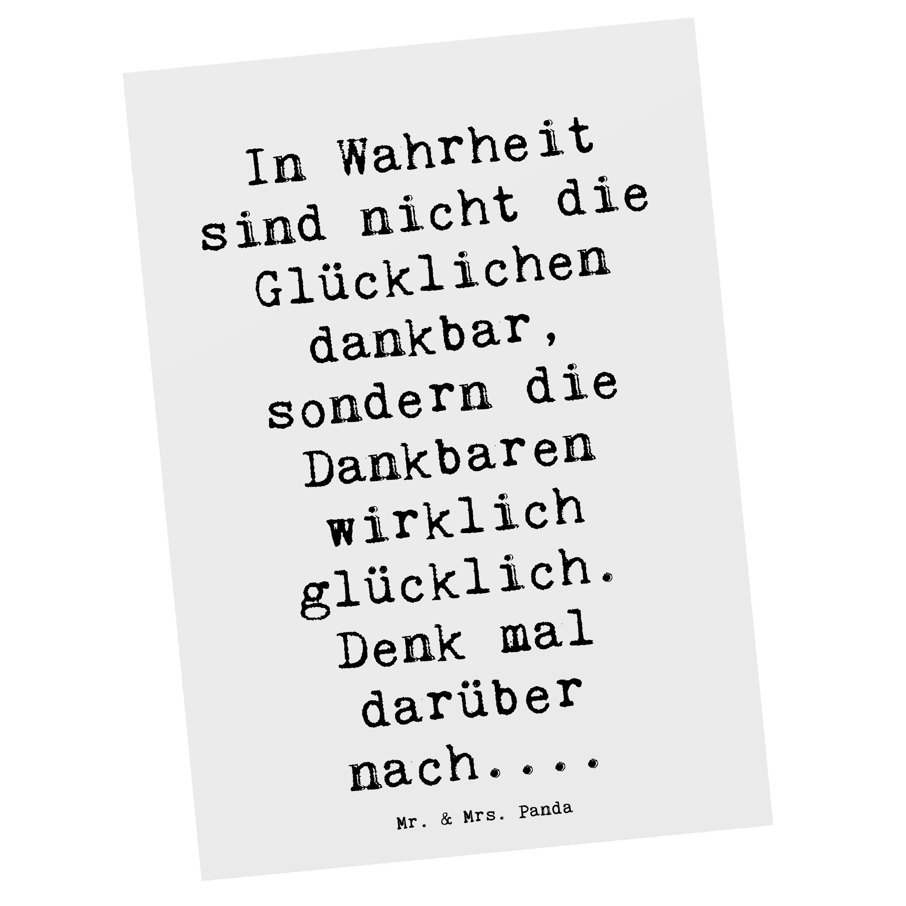 Mr. & Mrs. Panda Postkarte Spruch Dankbarkeit für kleine Dinge, Grußkarte, Weiß, Gefühl, Ansicht