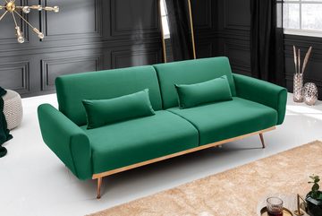 riess-ambiente Schlafsofa BELLEZZA 210cm smaragdgrün / roségold, Einzelartikel 1 Teile, Wohnzimmer · Samt · Metall · mit Bettfunktion · 3-Sitzer · Retro