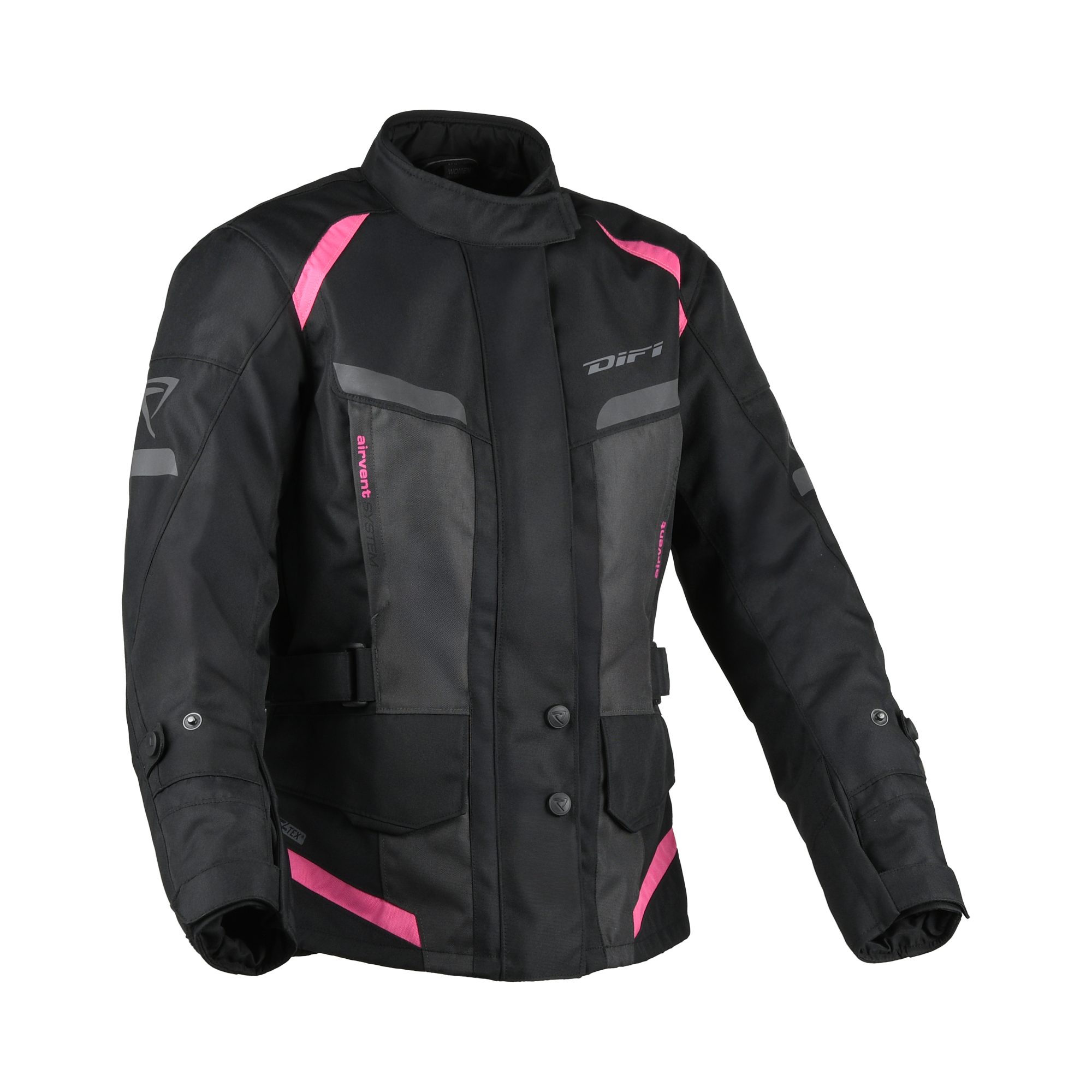 DIFI Motorradjacke Horizon Aerotex Lady Motorrad Jacke Damen Schwarz Rosa