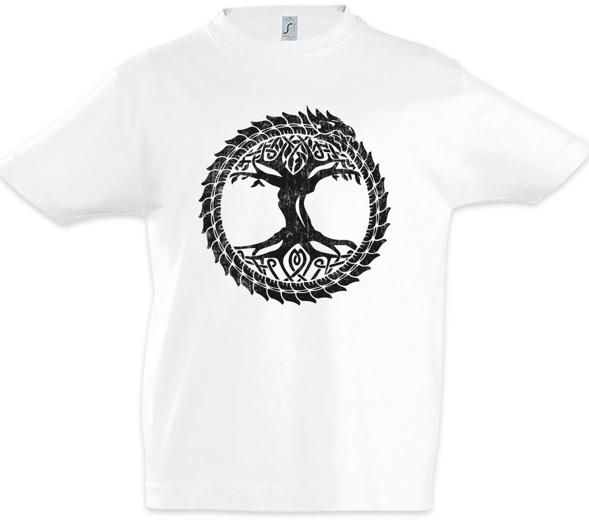 Print-Shirt Ouroboros Yggdrasil Kinder T-Shirt Celtic Irminsul Tree Loki of Life