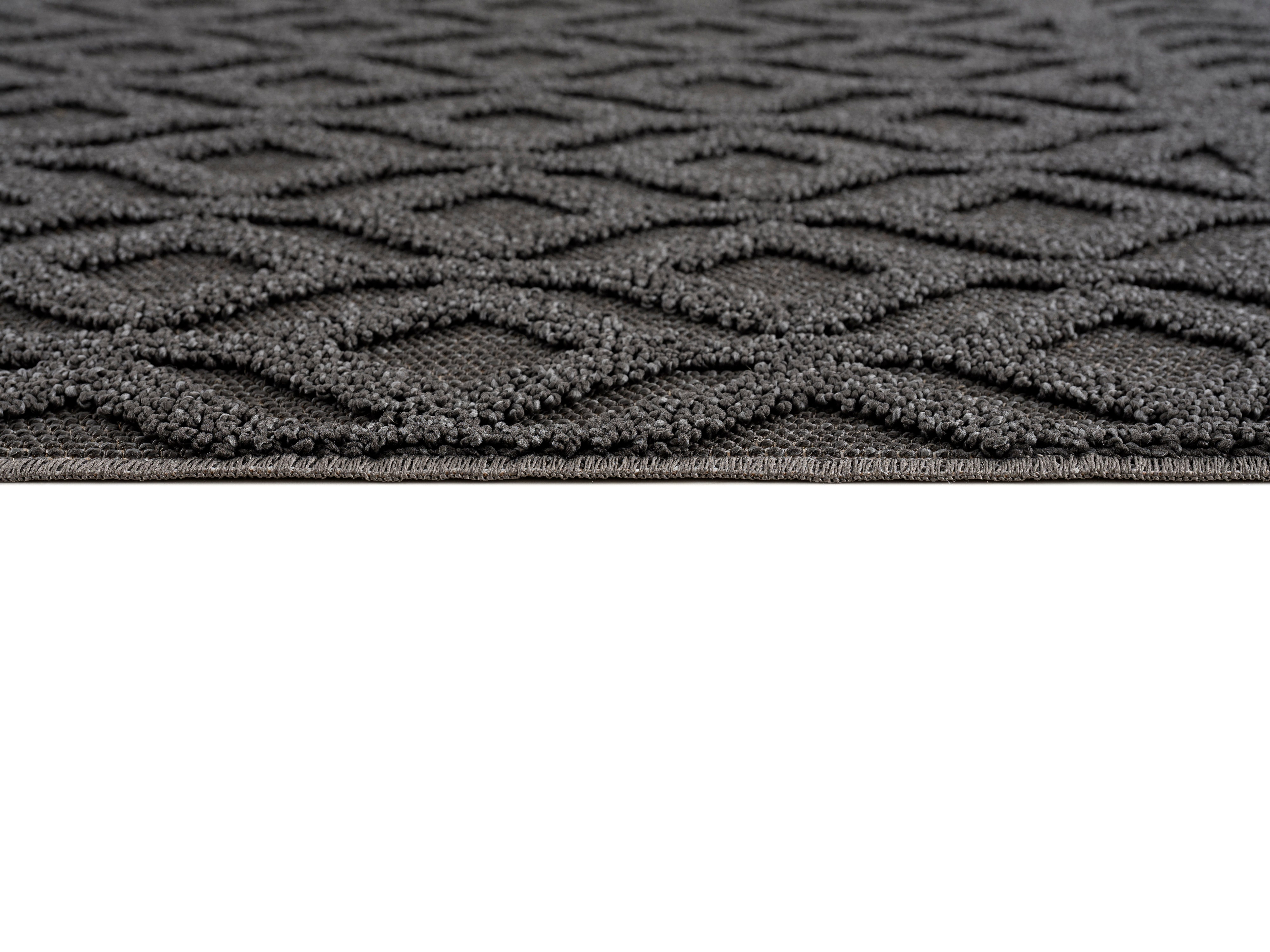 Teppich Mitch, Leonique, Höhe: Hoch-Tief-Effekt, mm, mit Woll-Look, grau rechteckig, Boho-Stil, 18 im Fransen