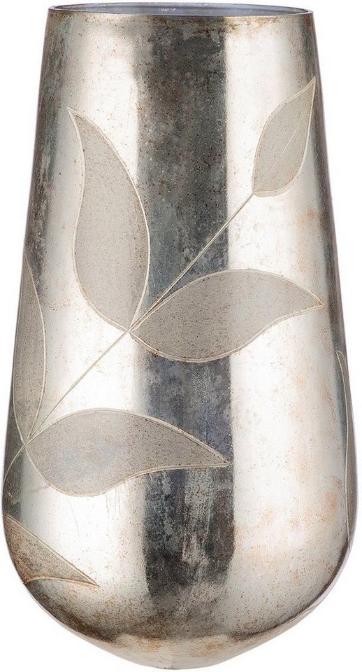 GILDE Tischvase Bosque, Dekovase (1 St), Vase aus Glas, mit Blattmotiv, Höhe  ca. 46 cm, Aus hochwertigem Glas gefertigt