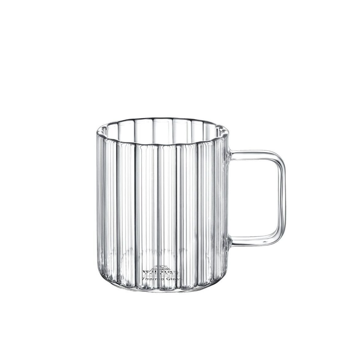 Wilmax England Thermobecher, RILLENTASSE 200 ml, Kleine Kaffeetasse aus hitzebeständigem Thermoglas