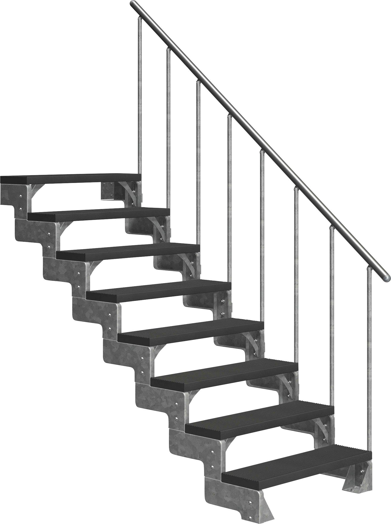 TRIMAX®-Stufen inkl. 8 für Gardentop, Geschosshöhen Außentreppe bis anthrazit, cm, Dolle einseitigem Alu-Geländer Stufen 176 offen,