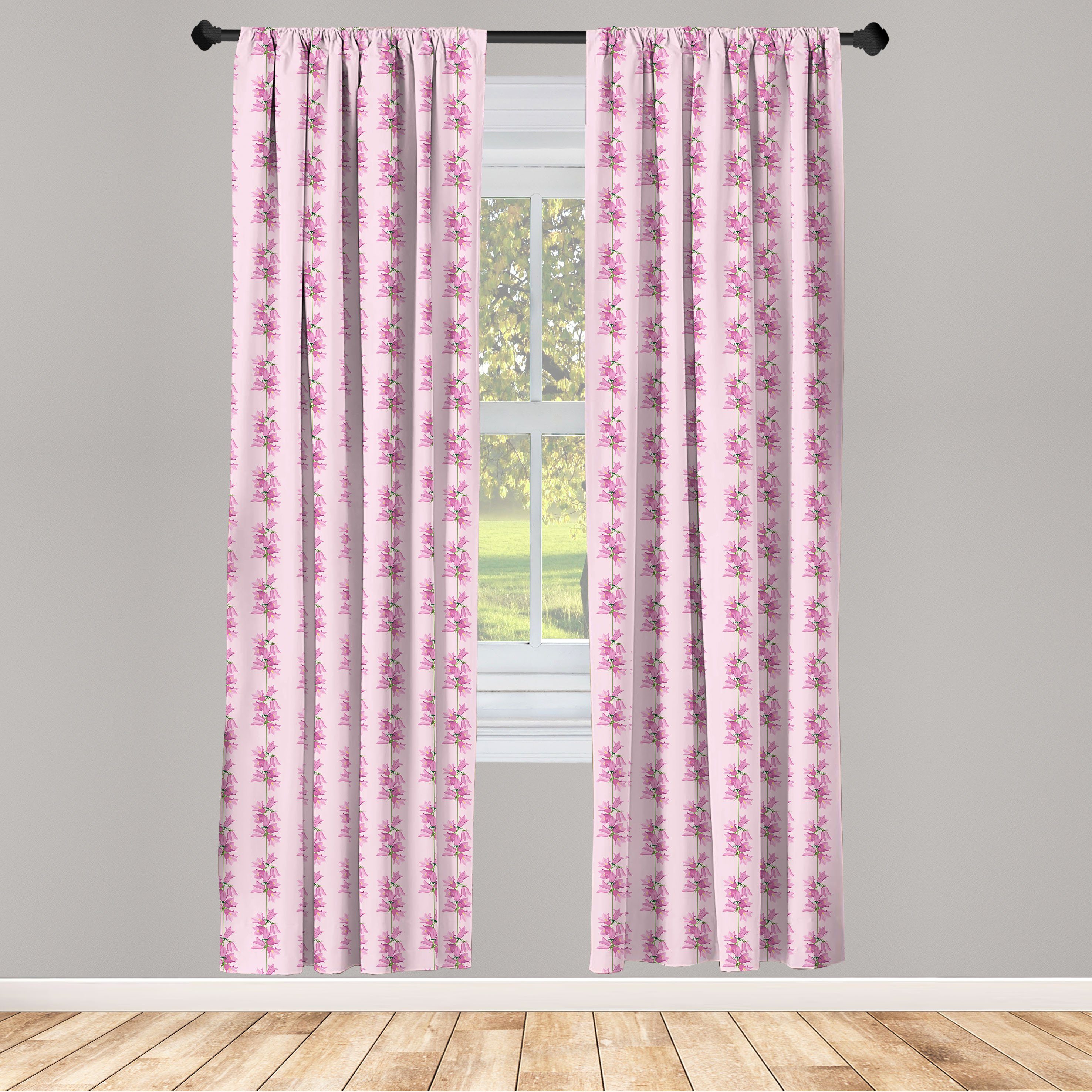 Gardine Vorhang für Dekor, und Blumen Rosa Microfaser, Glockenblumen lila Wohnzimmer Abakuhaus, Schlafzimmer