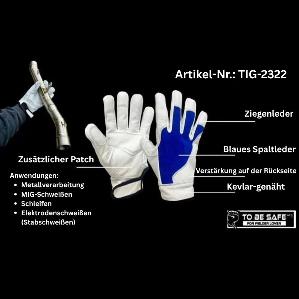StahlFux Schweißerhandschuhe Handschuhe Ziegenleder Schweißhandschuhe (Spar-Set, 1-St., Schweißarbeiten) Verstärkte Nähte schützen zuverlässig vor Hitze und Abrieb