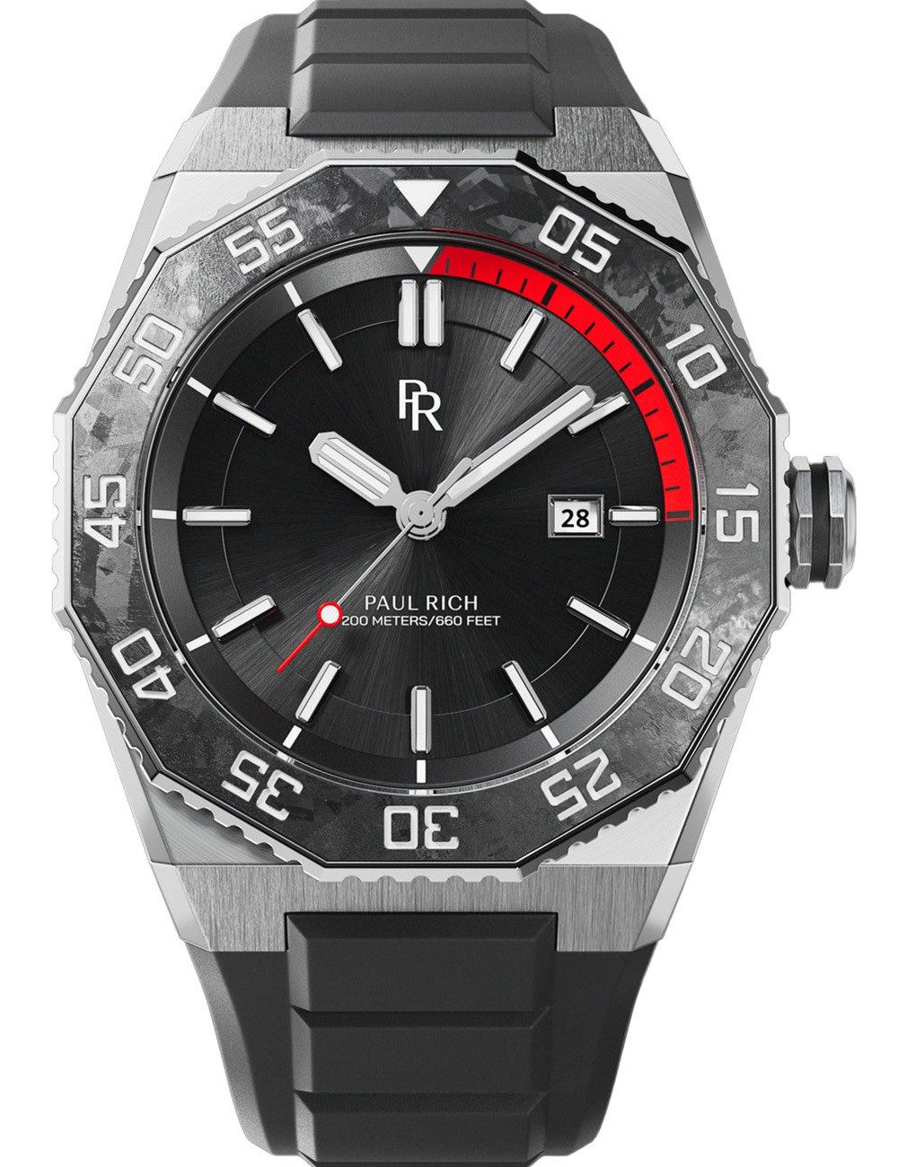 Paul Rich Quarzuhr Paul Rich PR-45210 Herrenuhr Aquacarbon Pro Midnight 42mm 20ATM Paul Rich PR-45210 Herrenuhr Aquacarbon Pro Midnight 42mm 20ATM