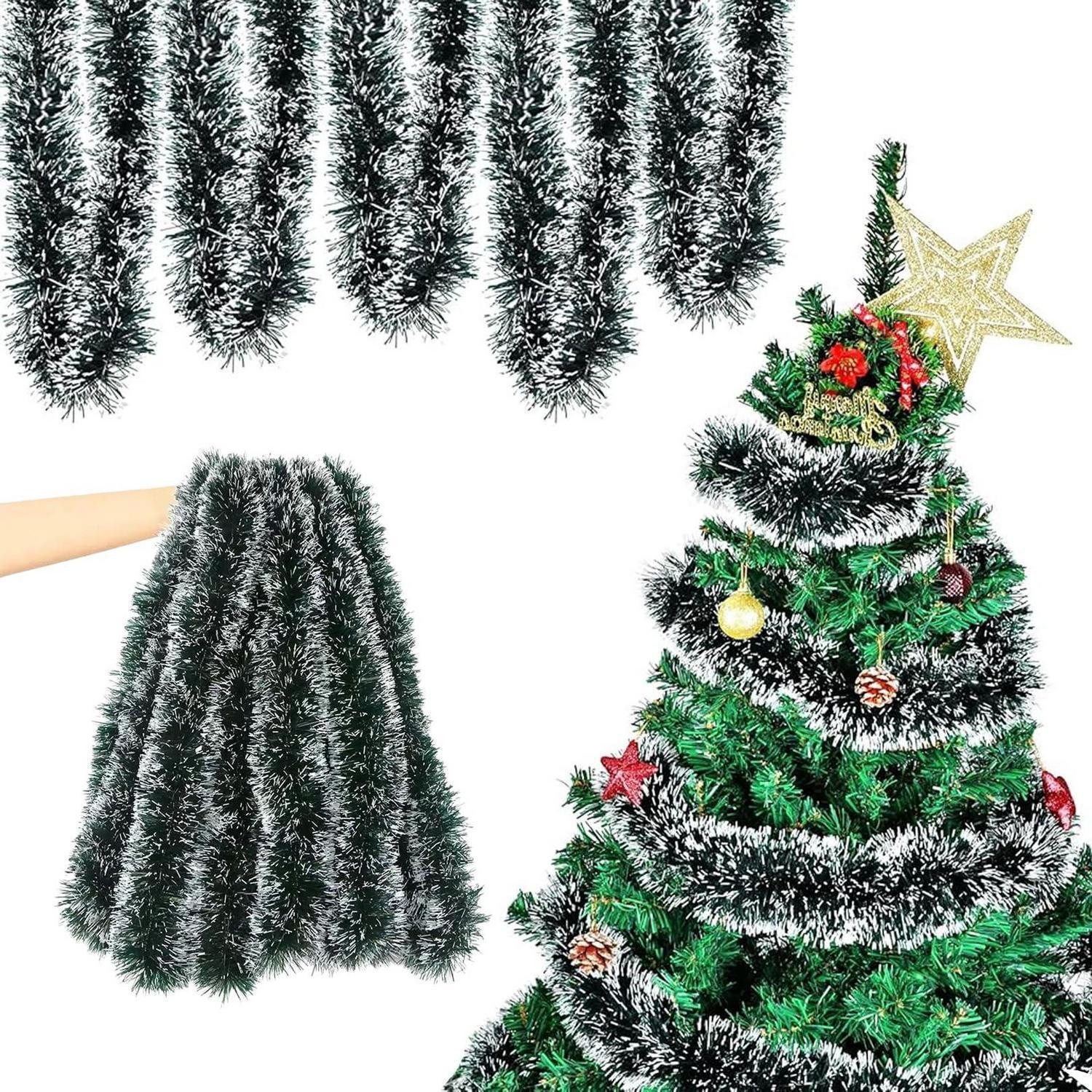 LuxusKollektion Girlanden Weihnachtsgirlande 10M Künstlich Silber Outdoor