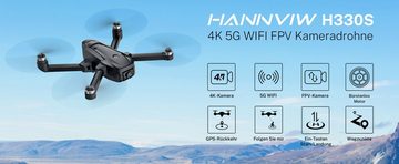 HANNVIW H330S GPS Drohne mit Kamera für Erwachsene, RC Quadrocopter Drohne (4K UHD, mit Leicht, Stark Smart Bürstenloser Motor, Langstreckenübertragung)
