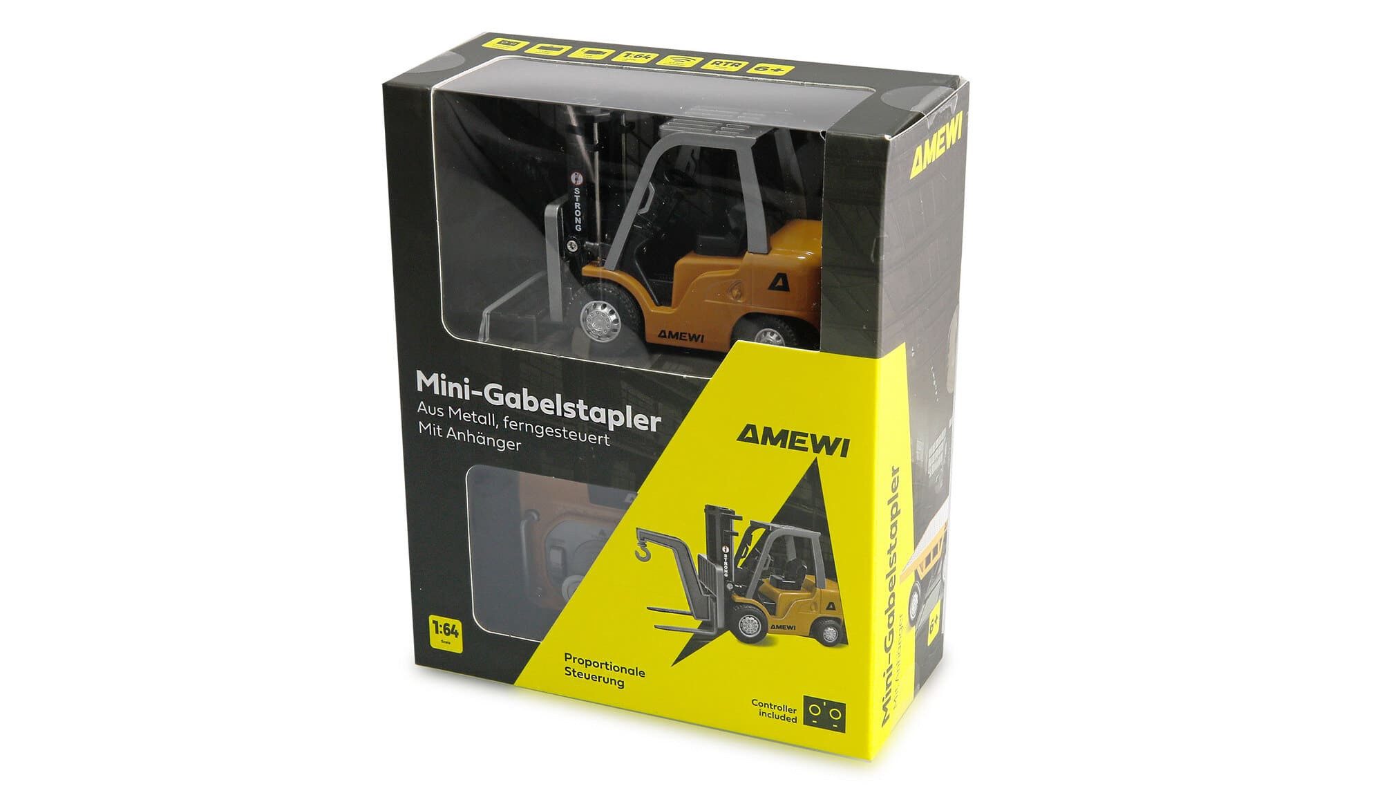 Amewi RC-Bagger Amewi Mini-Gabelstapler aus Metall, mit Anhänger, proportional 8-Kana