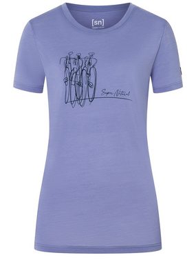 SUPER.NATURAL T-Shirt für Damen, Merino BIKE ART Farrad Motiv, atmungsaktiv