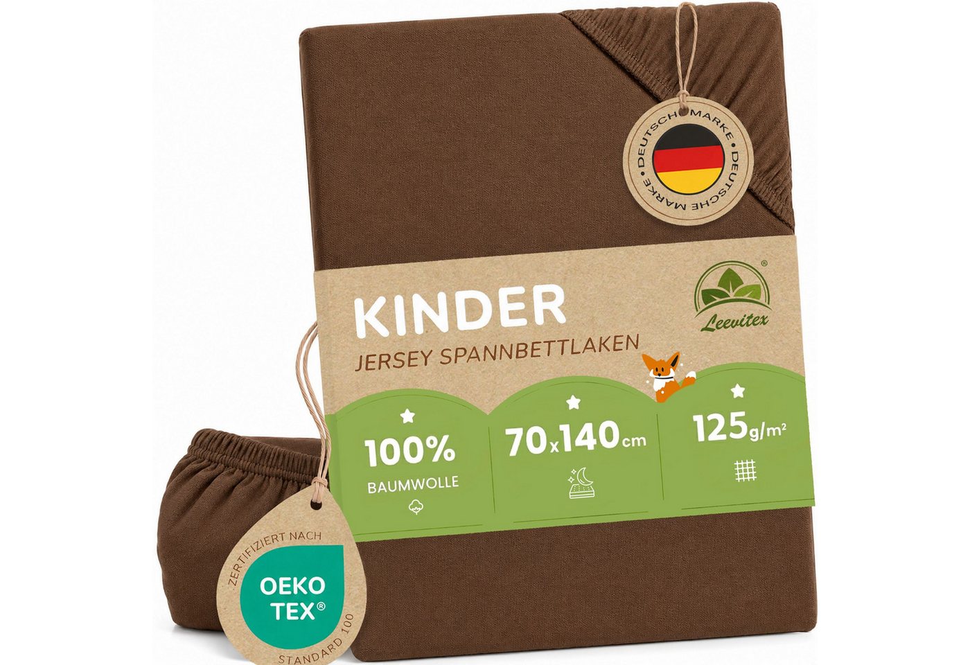 leevitex® Spannbettlaken in verschiedenen Größen und Farben, Jersey aus 100% Baumwolle, Jersey, Gummizug: rundum, (1 Stück), für Kinder- & Standardmatratzen, OEKO-TEX® STANDARD 100 zertifiziert
