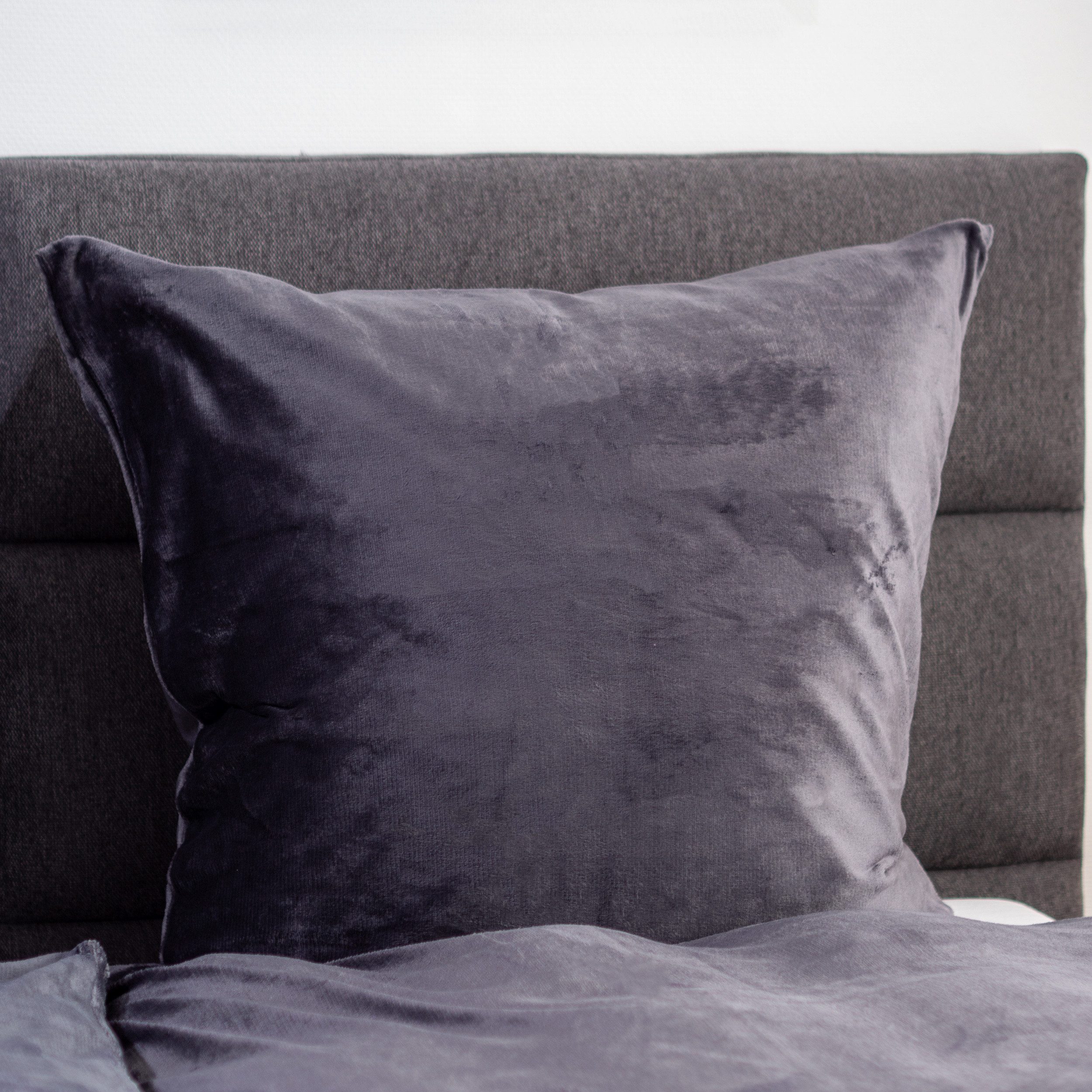 Casa Colori Bettwäsche Teddy Flausch, Polyester, 2 teilig, uni, anthrazit günstig online kaufen