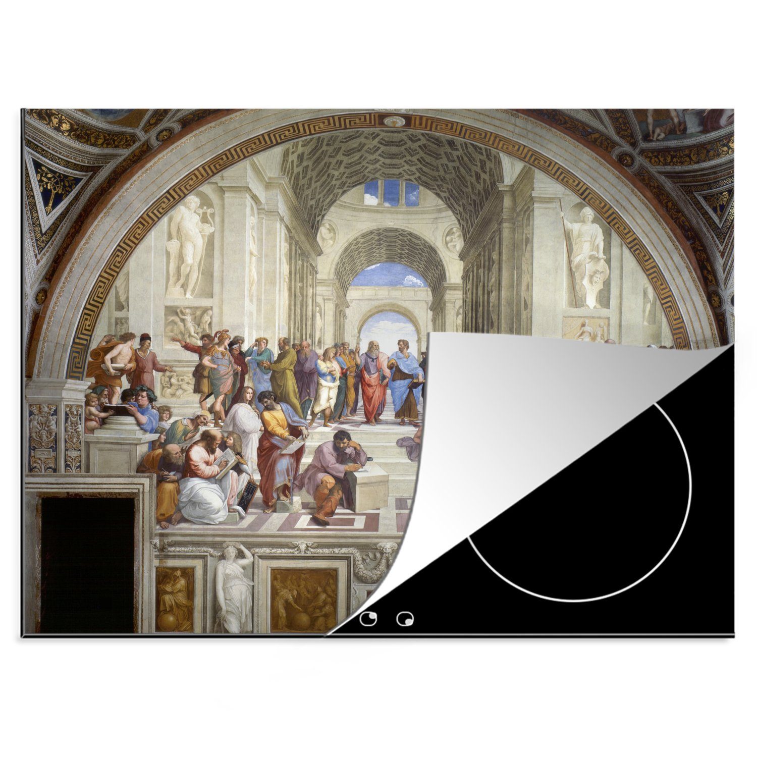 MuchoWow Herdblende-/Abdeckplatte Stanza della Segnatura - Raphael Raffaello, Vinyl, (1 tlg), 70x52 cm, Mobile Arbeitsfläche nutzbar, Ceranfeldabdeckung