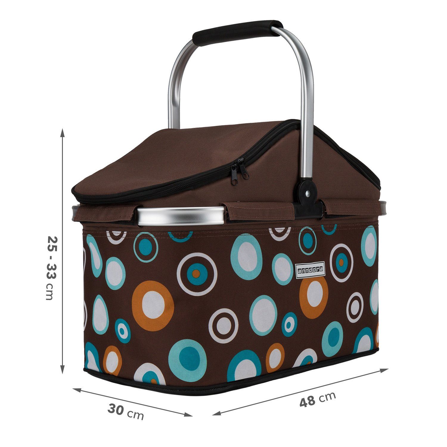 anndora Einkaufskorb thermo Shopper mit Kühlfunktion, 25 l, isolierter Deckel mit Reißverschluss - wasserdichter Boden