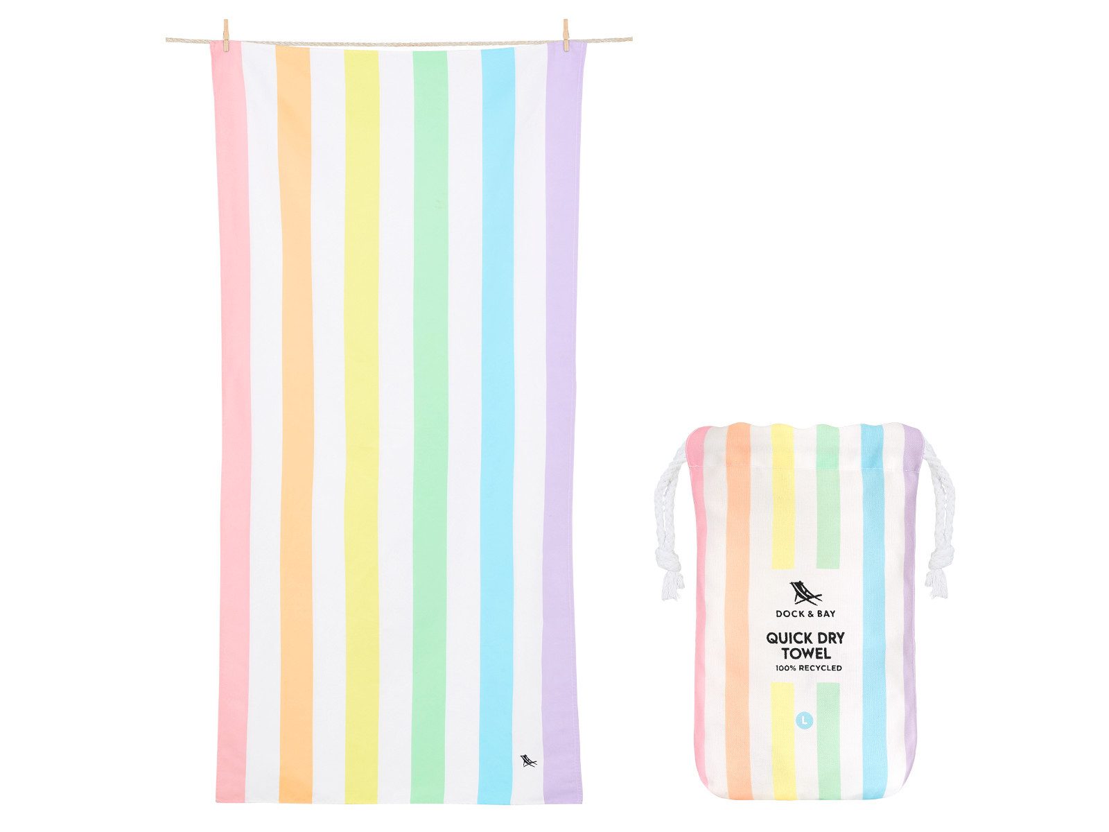 Dock & Bay LTD c/o Strandtuch Beach Towel L Unicorn Waves 160x90cm, Polyester (TOWLB-SUM-LG-UNICN-R)