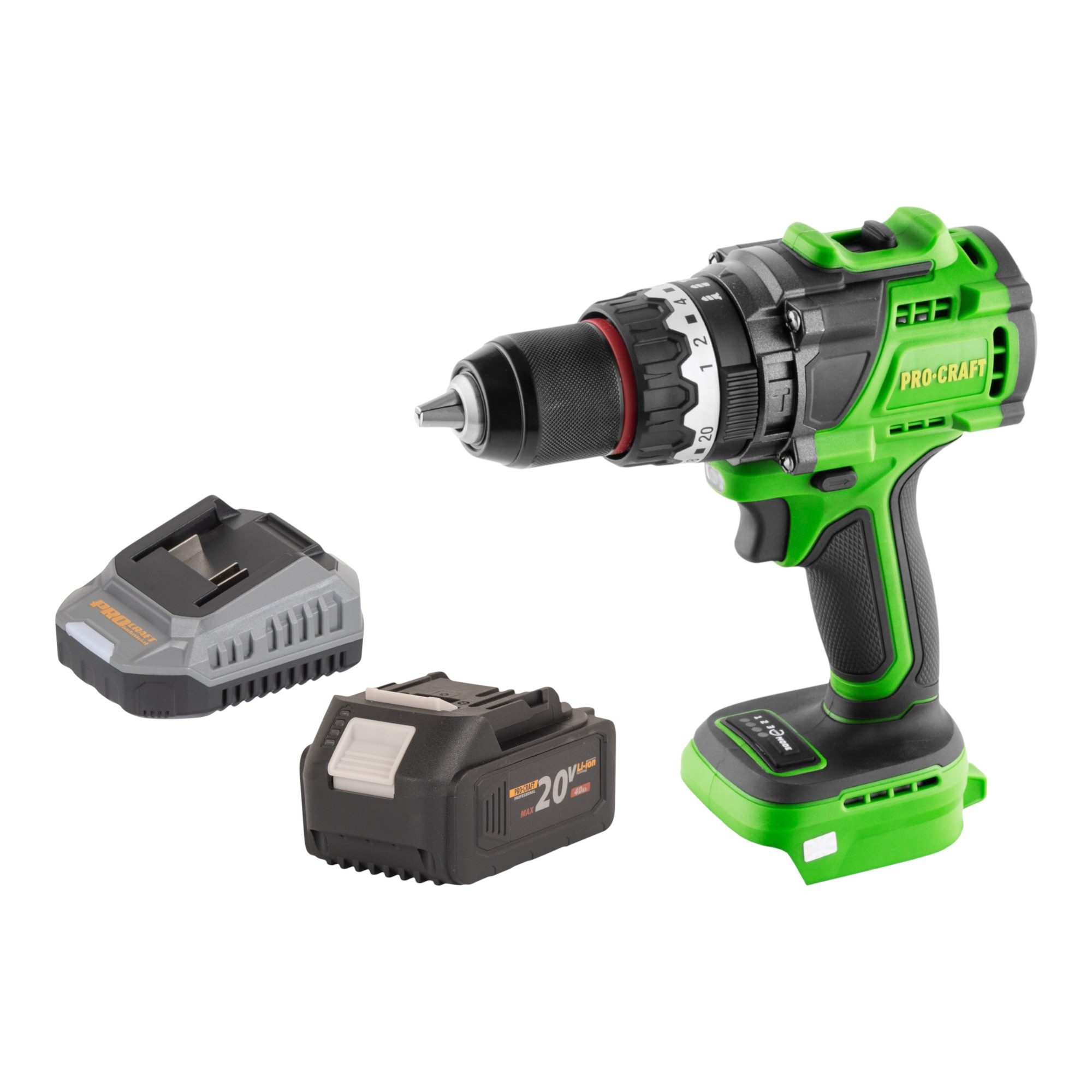 PRO CRAFT Akku-Schlagbohrschrauber PA18ProBL-BB Schlagbohrschrauber 20 V 180 Nm + 1x Akku 4,0 Ah + Lader