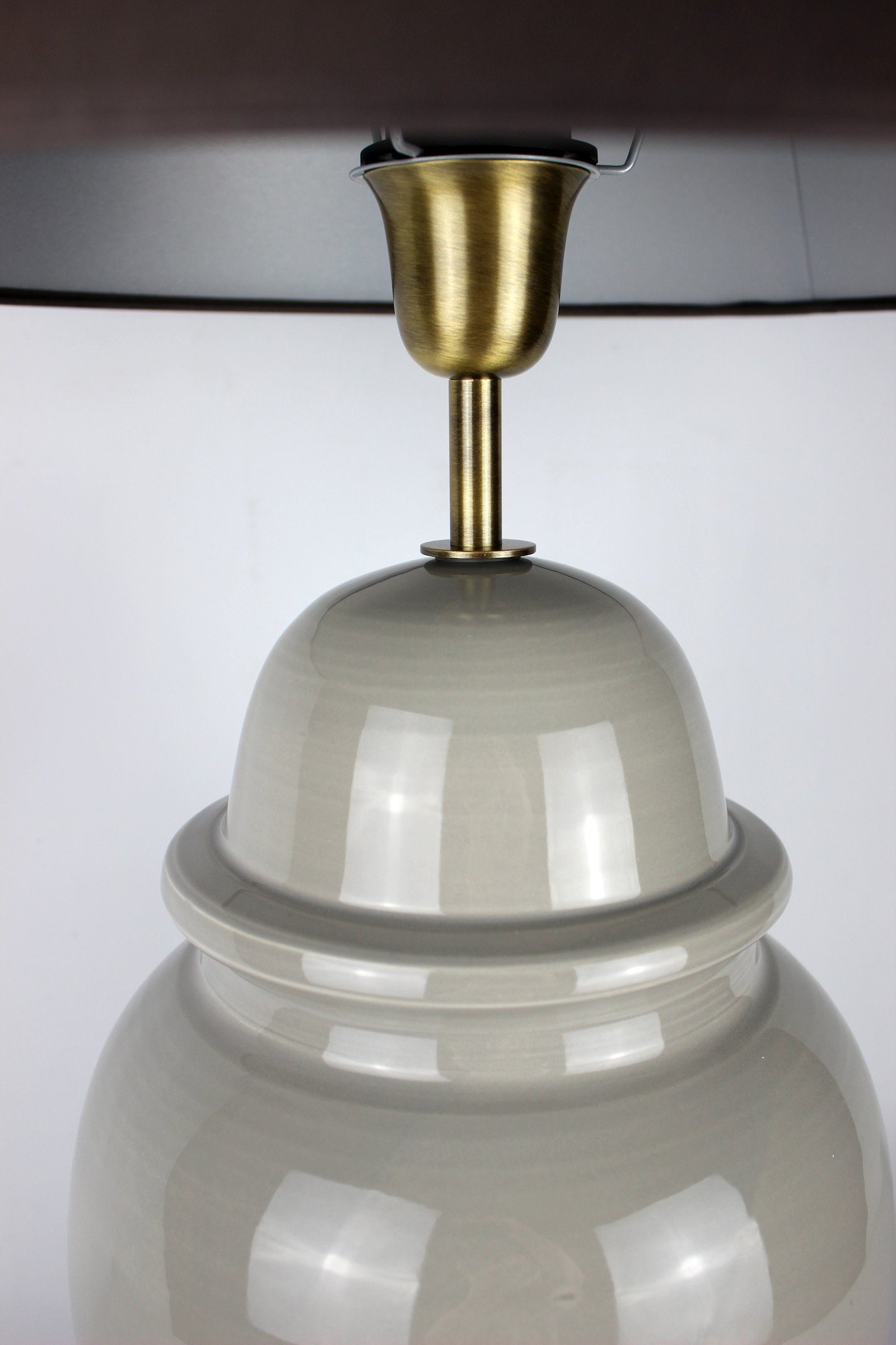 in Lampenschirm Tischlampe grau Home Tischleuchte Signature Keramik Tempelvase, Collection mit warmweiß, Tischlampe ohne Leuchtmittel,