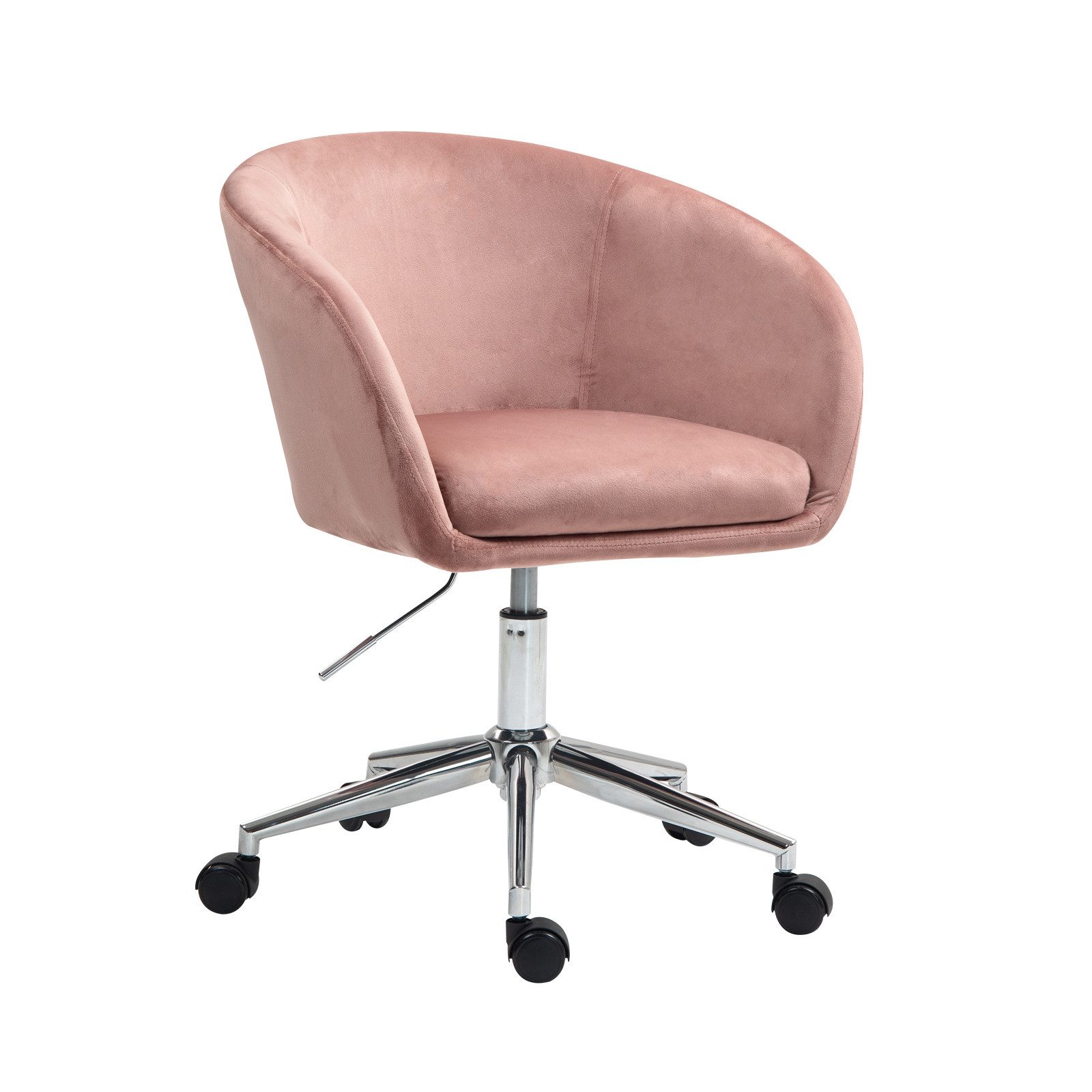 SVITA Bürostuhl LOUISA, Schreibtischstuhl, Samtbezug, 360° drehbar, Rosa