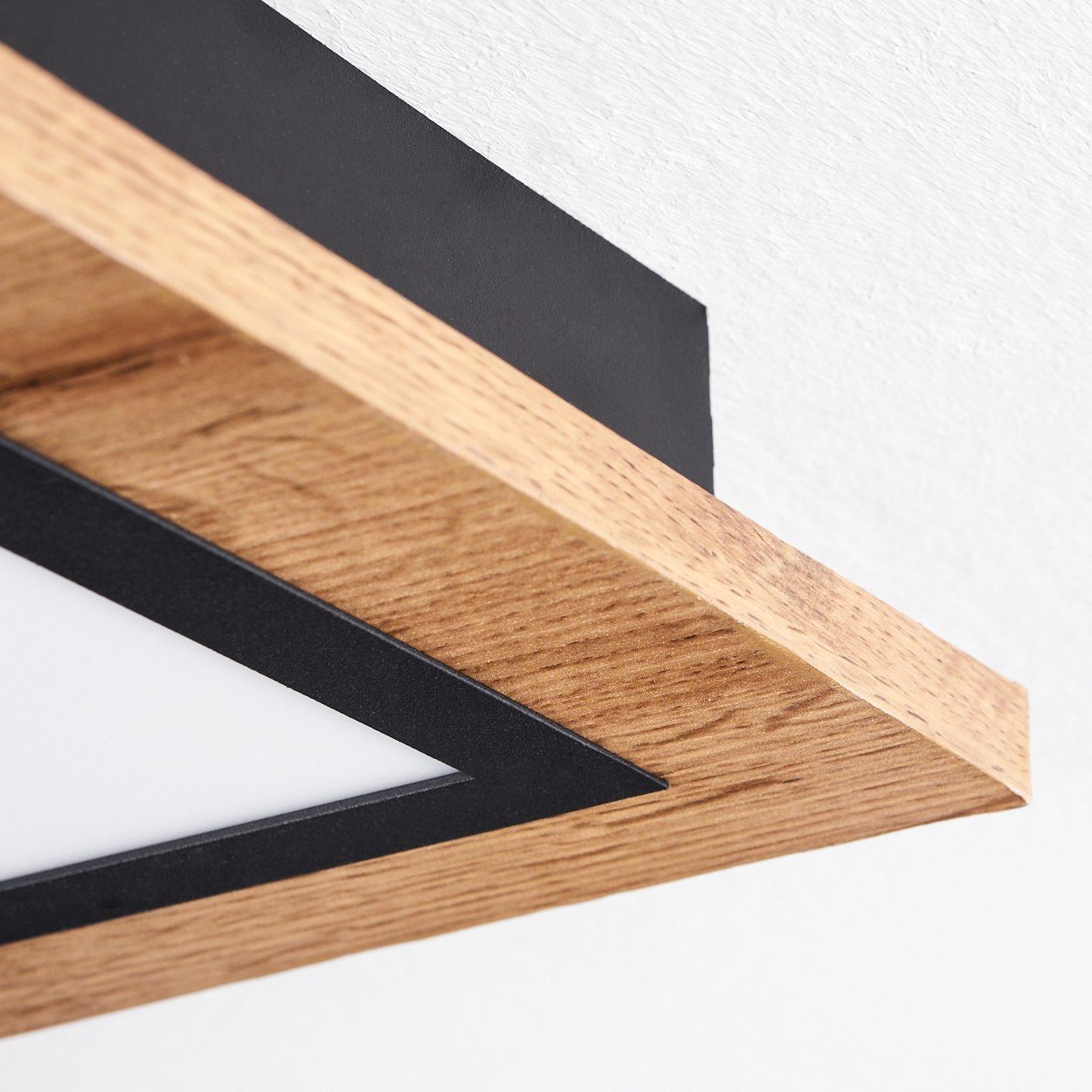 hofstein Deckenleuchte Deckenlampe aus Metall/MDF/Kunststoff in Schwarz/Holzoptik/Weiß, LED fest integriert, 3000 Kelvin, (80cmx 20cm), dimmbar über Fernbedienu – Bild 3 von 5