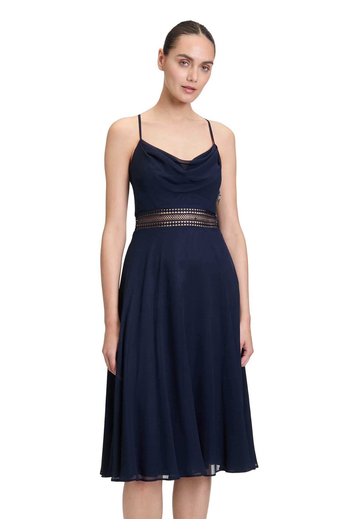 Vera Mont Cocktailkleid Damen Cocktailkleid mit Wasserfallausschnitt Sticke günstig online kaufen