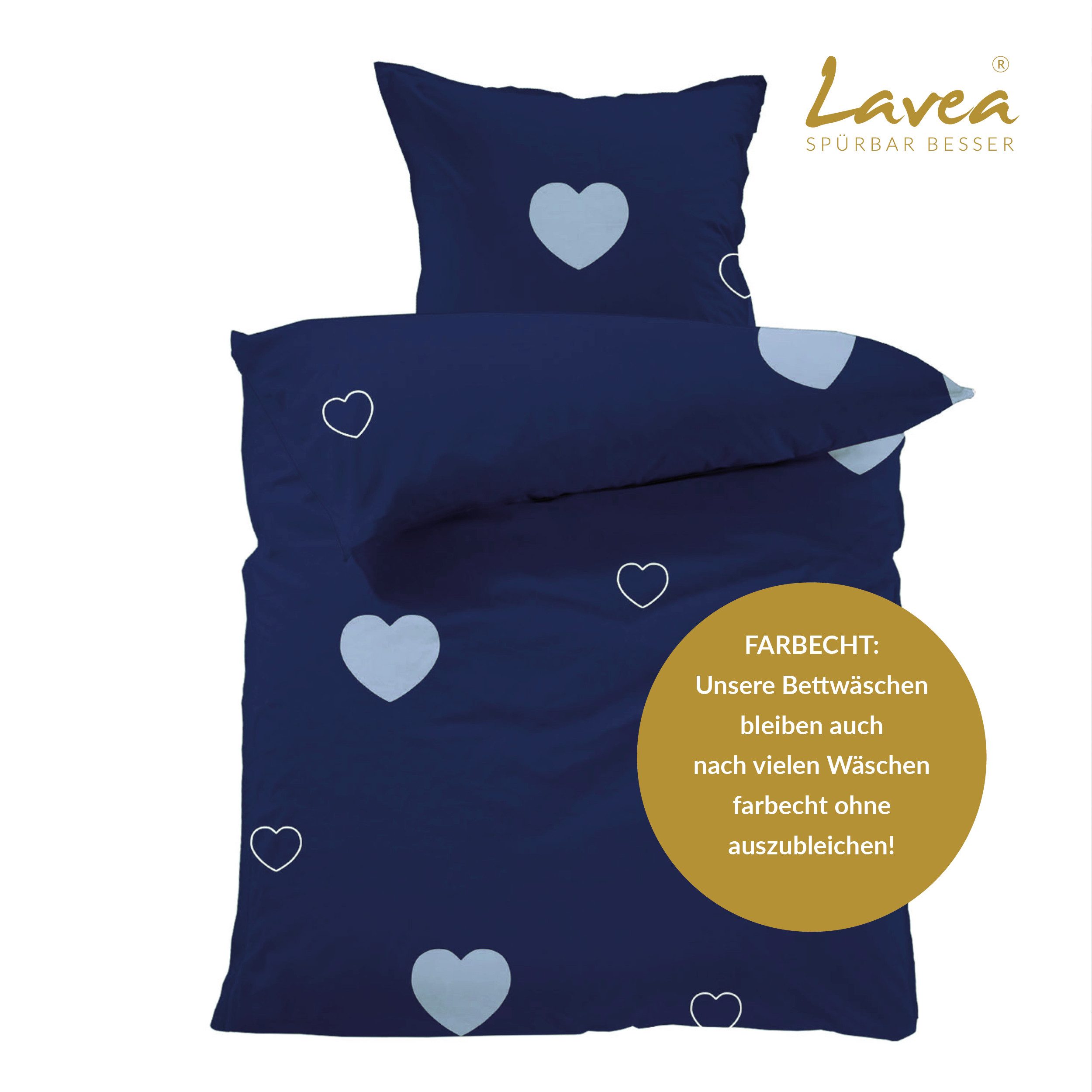 Lavea Kinderbettwäsche Bettwäsche Kinder Herzen Set, mit Reißverschluss, mit Herzmotiv, 100% Baumwolle, 2 teilig, weiche Bezüge für Bettdecke und Kopfkissen – Bild 4 von 5