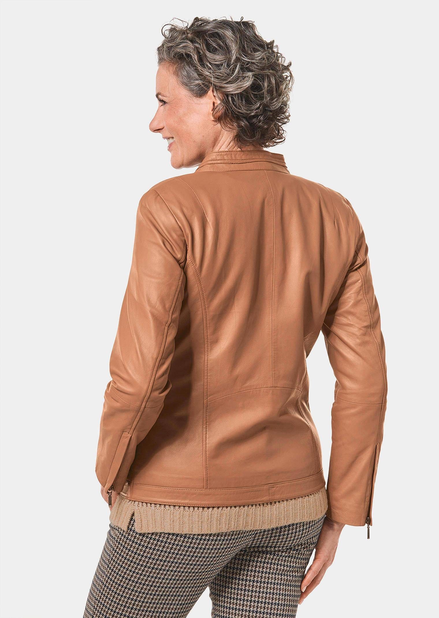 Allwetterjacke camel GOLDNER Hochwertige, Echt-Lederjacke zeitlose