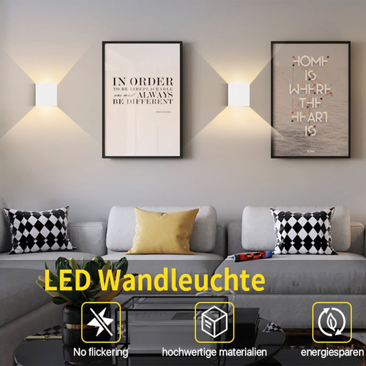 oyajia Wandleuchte 2x 6W LED 10x10x5cm 2 Innen,Auf und Stück ab Weiß Lichtstrah Wandlampe