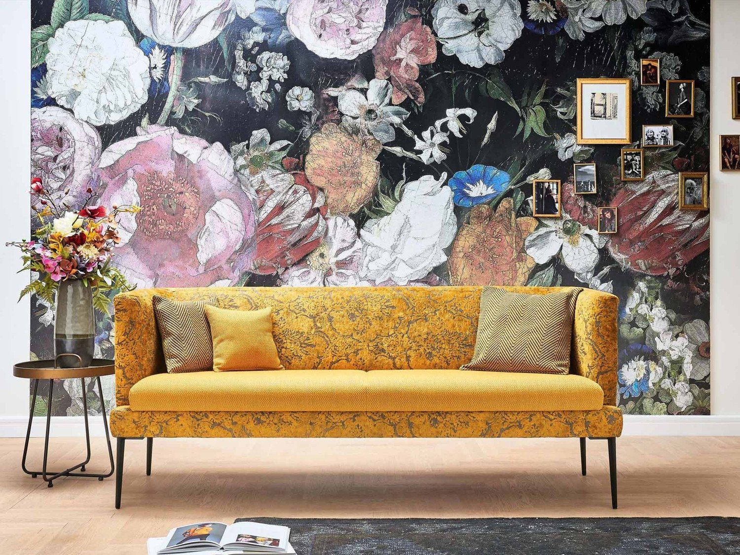 Natur24 Essbank Tischsofa Sofa Küchensofa Kobe 3-Sitzer 225x80x72 Gelb
