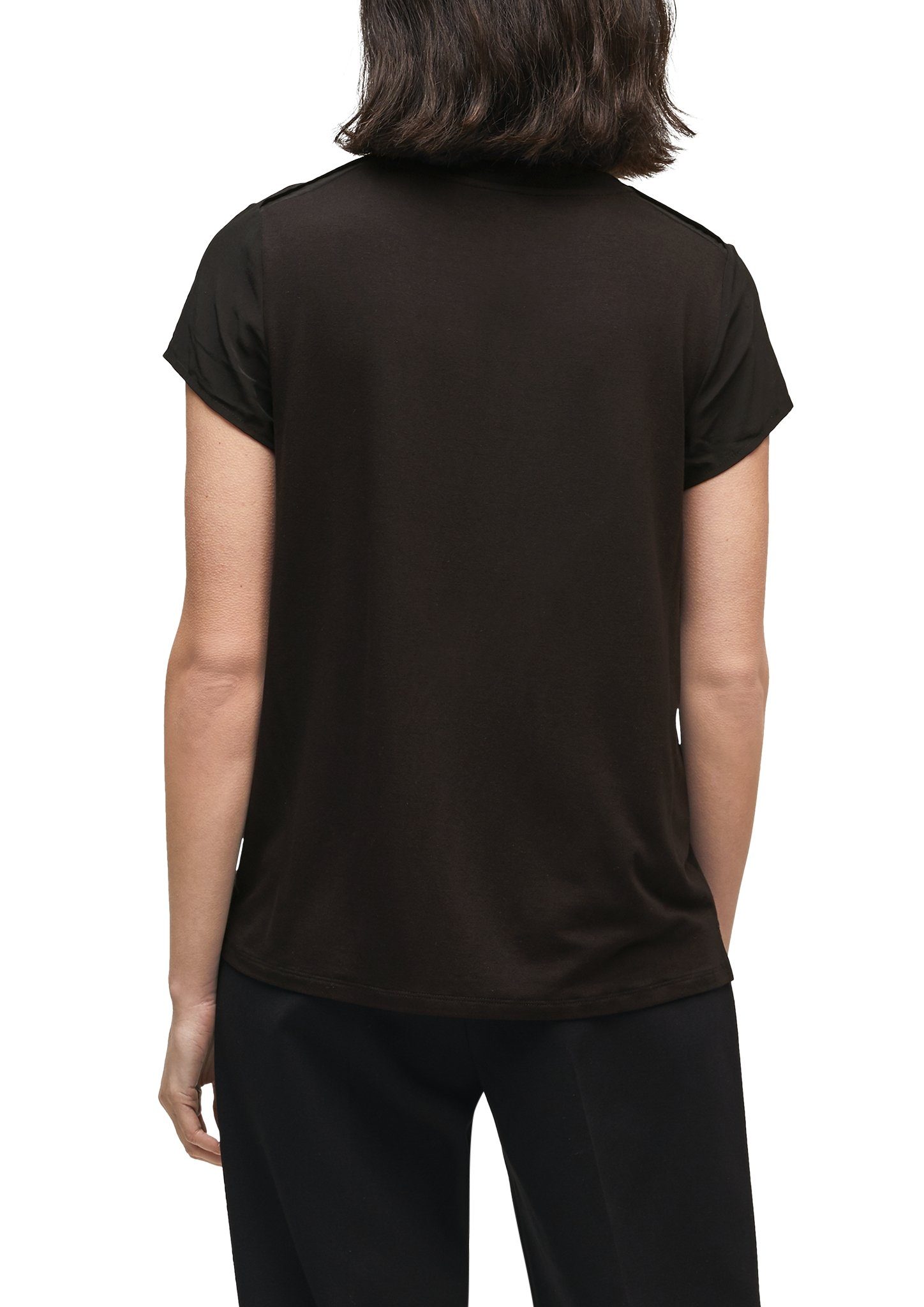 Damen Shirts s.Oliver BLACK LABEL Kurzarmshirt Blusenshirt mit Biesenfalten (1-tlg)