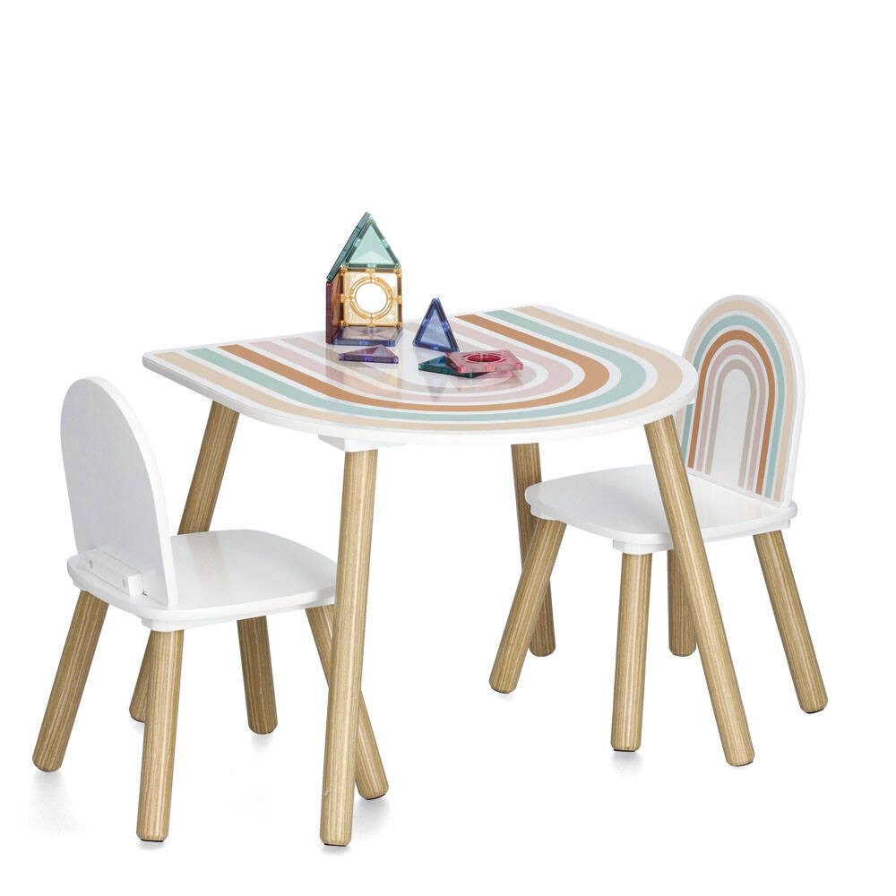 Zeller Present Kindertisch Kinderzimmermöbel RAINBOW aus MDF und Kiefer, Tisch + 2 Stühle (funktional), keine – Bild 2 von 5