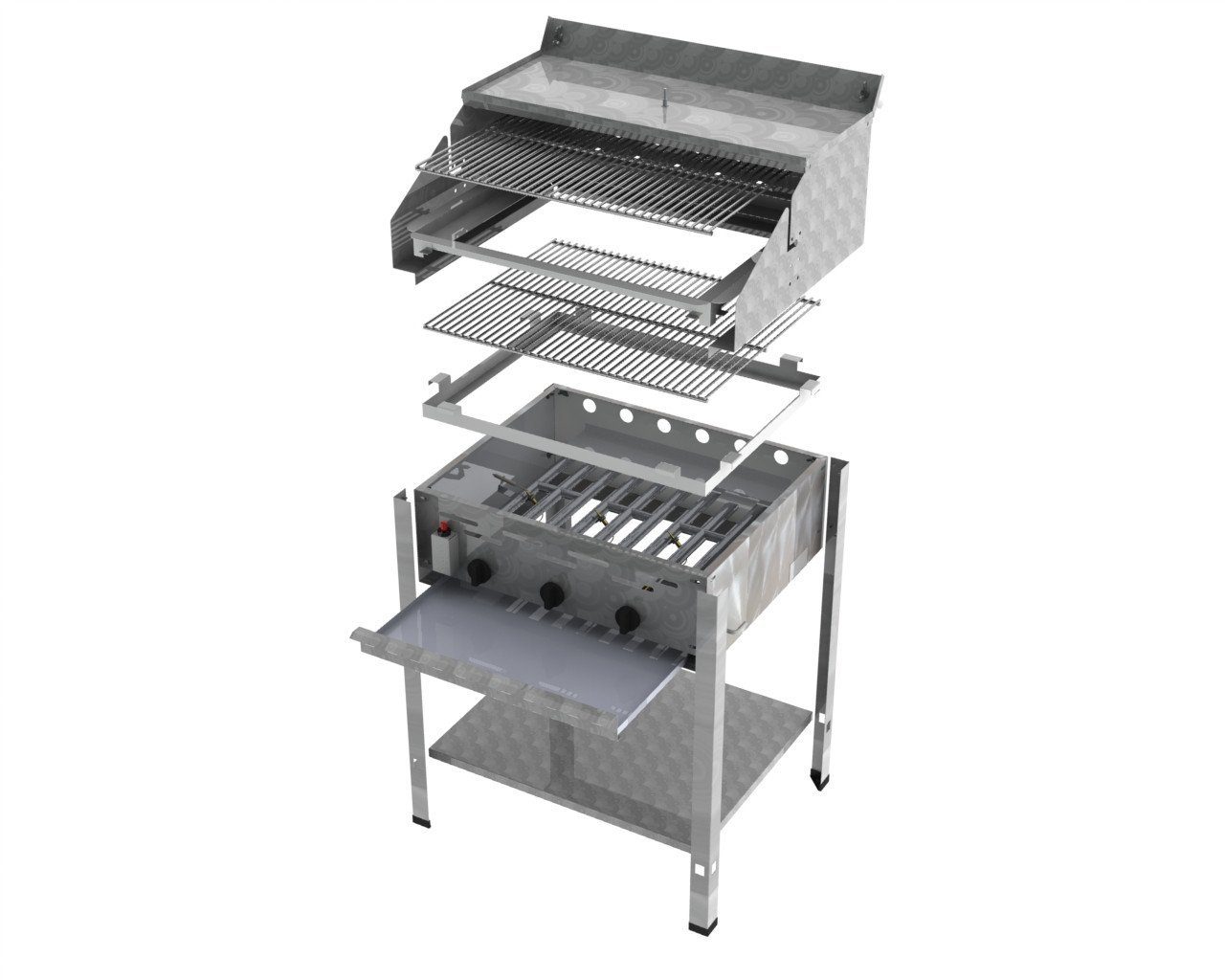 ChattenGlut Gasgrill ChattenGlut Gastrobräter 13,5kW mit Rost und Pfanne, BxTxH: 650x530x270 cm