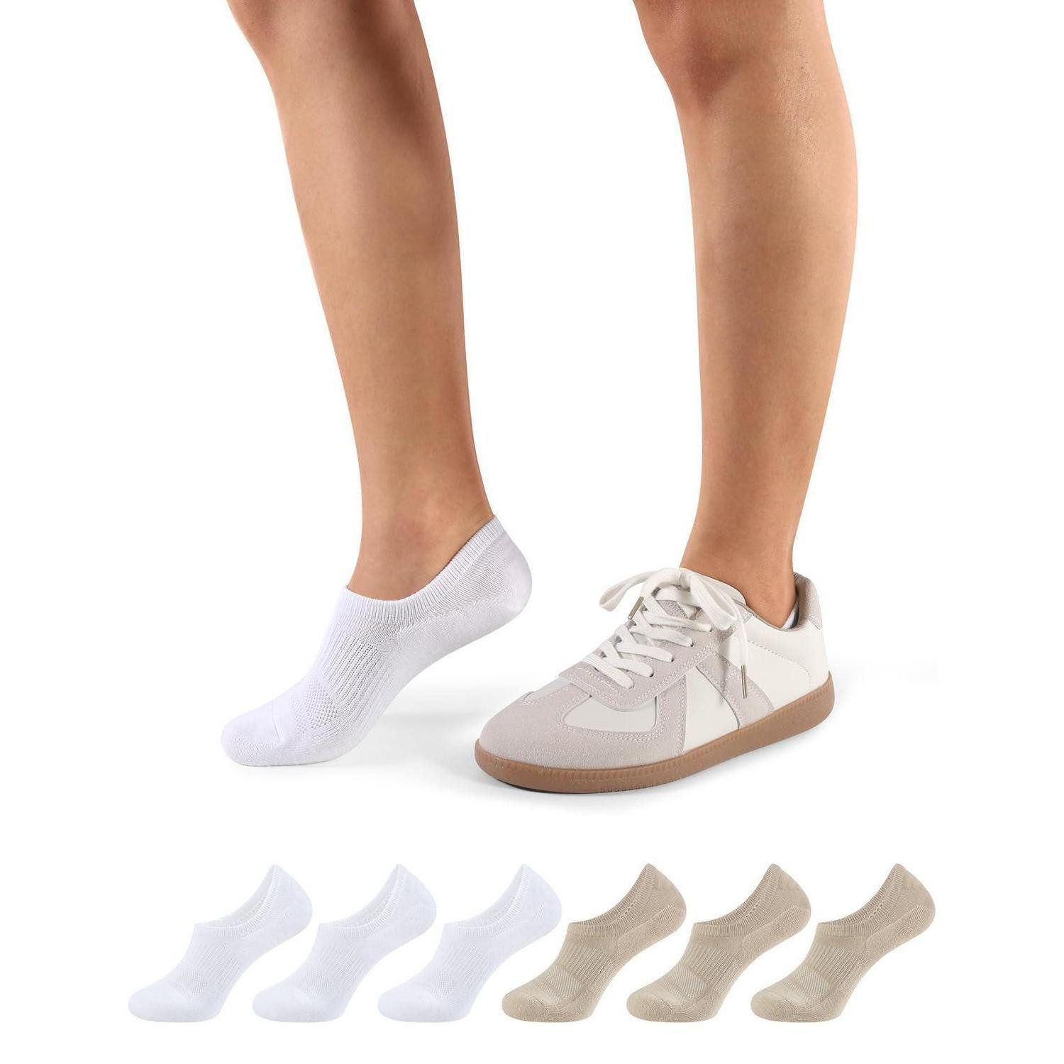 LuxusKollektion Sneakersocken Sneaker Socken Damen 6er Pack Baumwolle Gepolstert Kurz