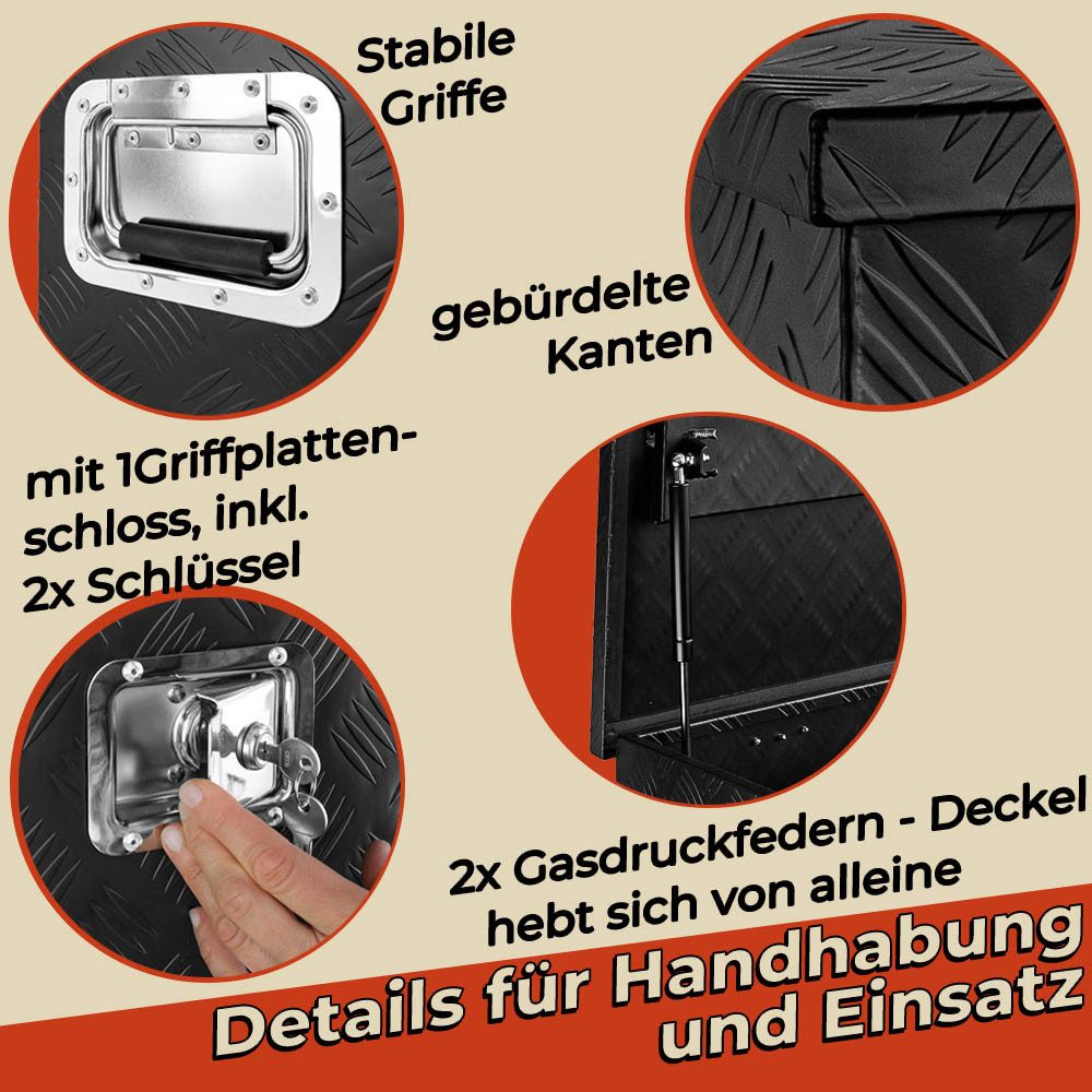 Trucky Anhänger-Deichselbox Deichselbox Werkzeugkasten Truckbox Alu Box Transportbox D210 Schwarz