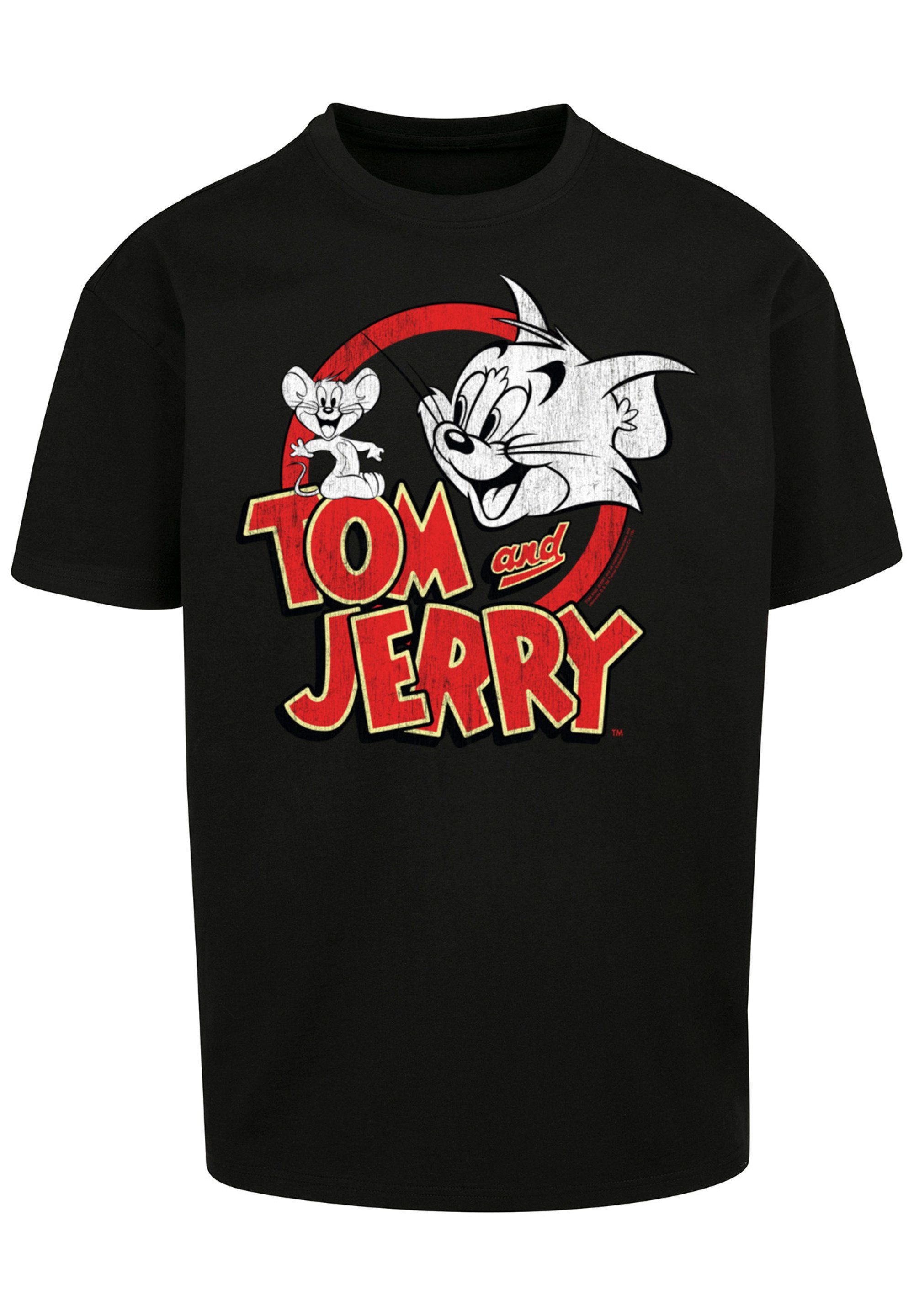 F4NT4STIC Jerry Print And Tom Logo Distressed T-Shirt