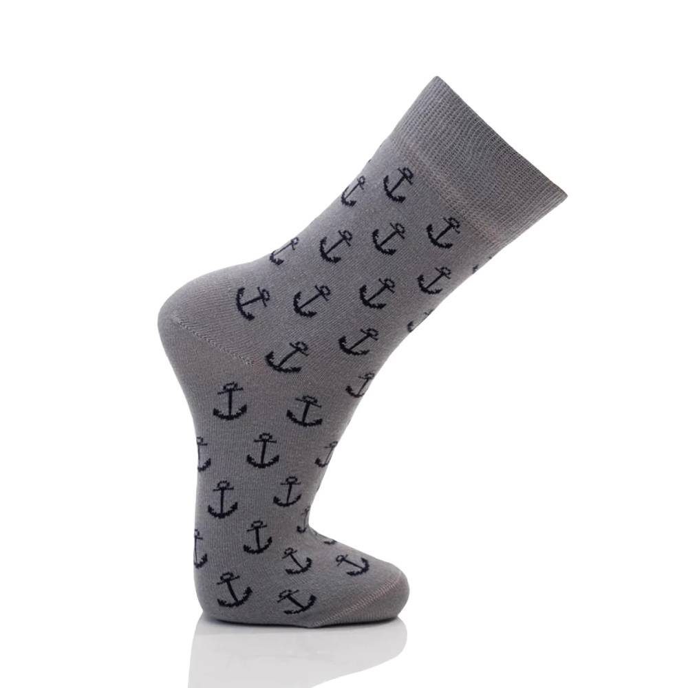 HomeOfSocks Socken Maritime, Trendige Anker Socken Weiche Maritime Baumwollsocken mit Kuscheliger Passform Und Hohem komfort Grau | Socken