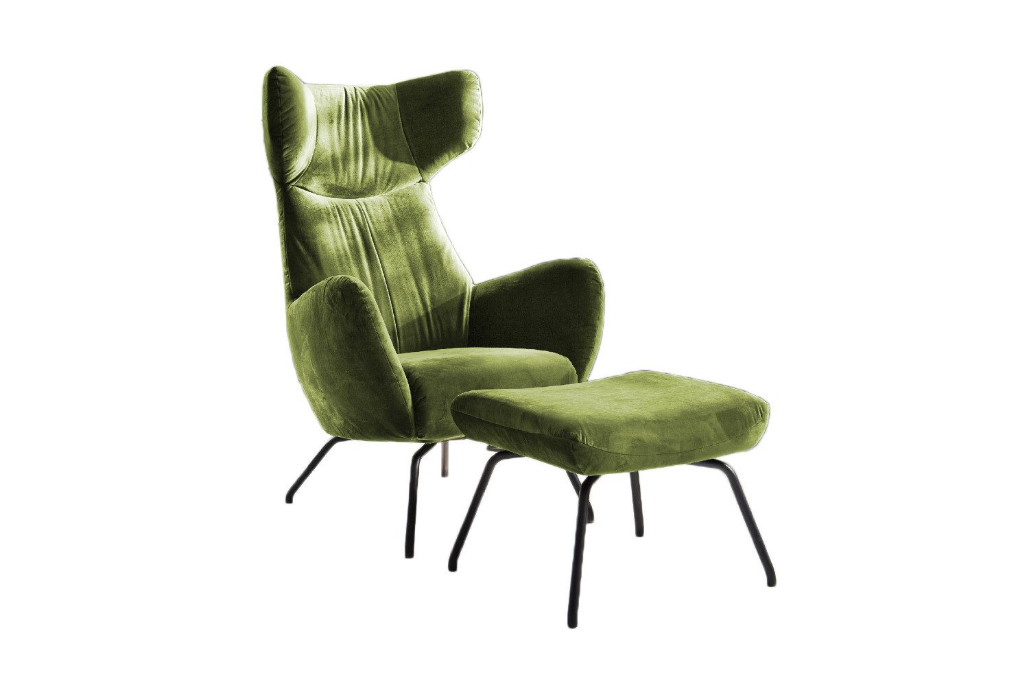 KAWOLA Relaxsessel LOTTE, Ohrensessel Velvet oder Cord, mit oder ohne Hocker verschiedene Farben