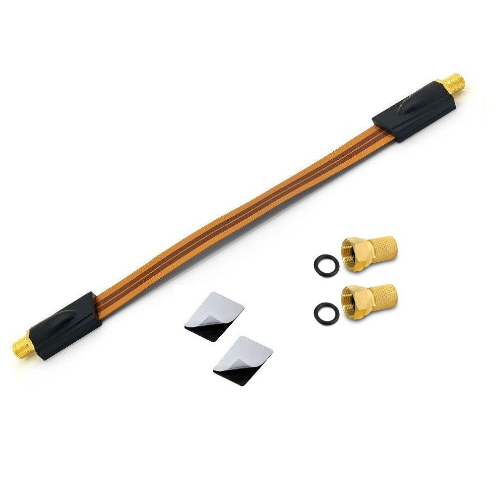 ARLI Fensterdurchführung Ultra Slim + 2x F-Stecker vergoldet für Sat TV HD TV-Kabel